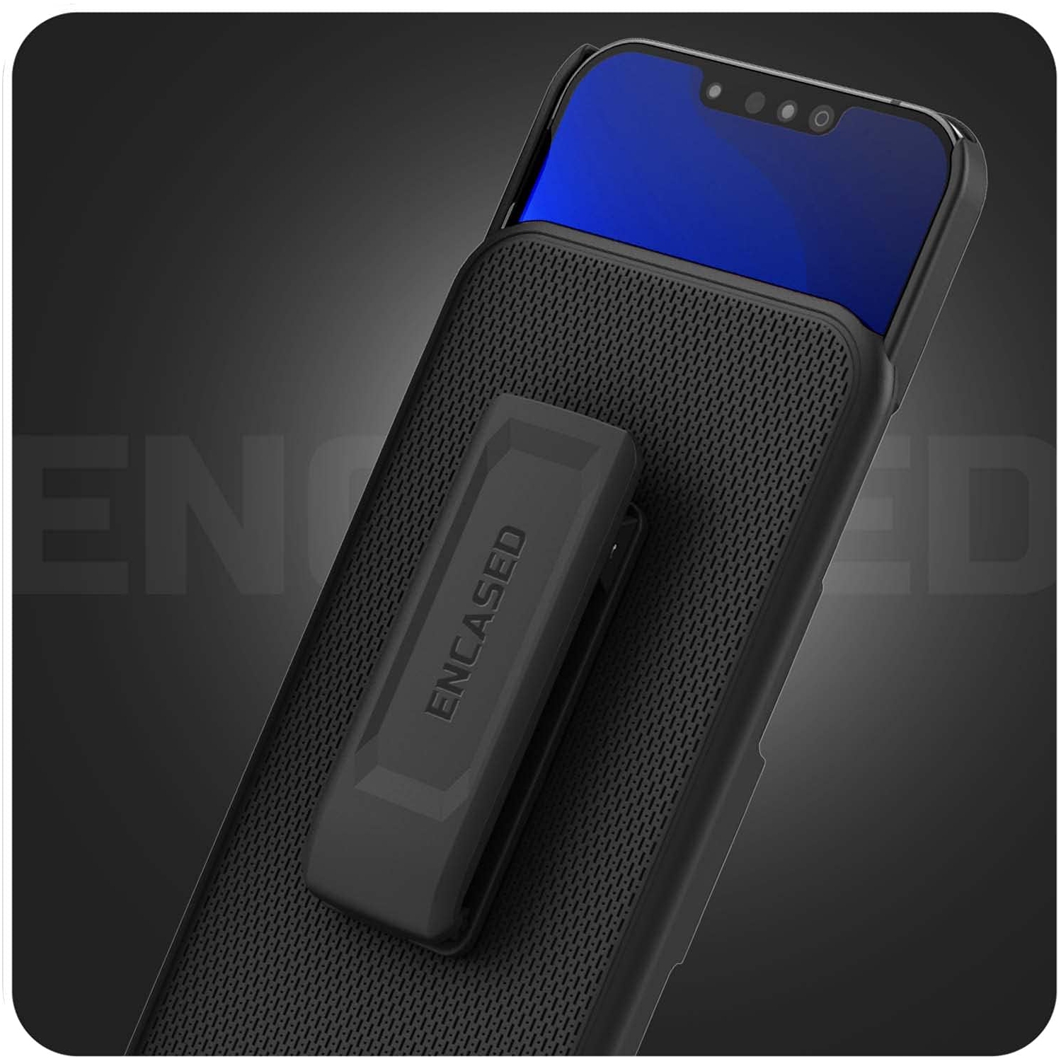 DuraClip Designed for iPhone 13 Mini Belt Clip Case Slim Phone Cover with Holster - Black