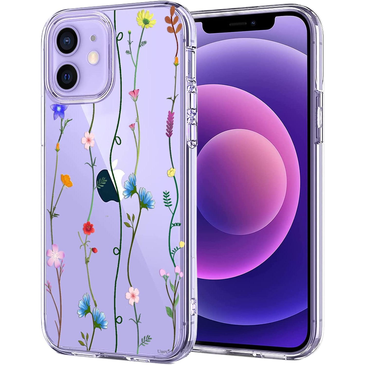 Case Compatible with iPhone 12 Mini Case Clear with Design Flower Slim Protective Soft TPU Bumper Embossed Pattern