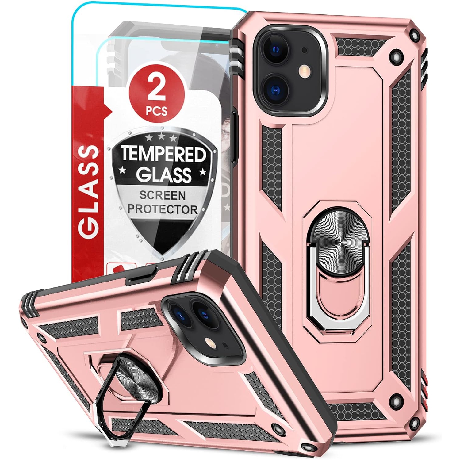 for iPhone 11 Case with 2 PCS Tempered Glass Screen Protector, Military Grade Shockproof Case iPhone 11, Heavy