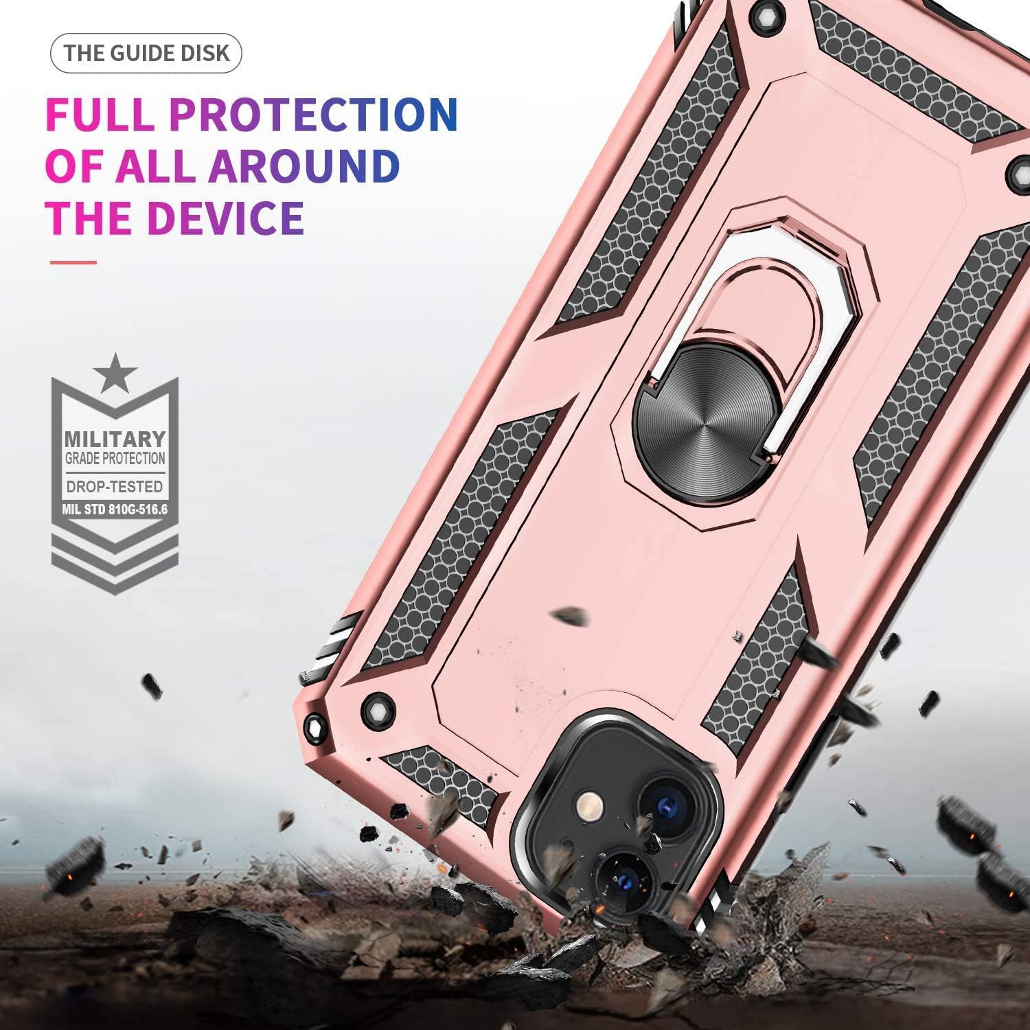 for iPhone 11 Case with 2 PCS Tempered Glass Screen Protector, Military Grade Shockproof Case iPhone 11, Heavy