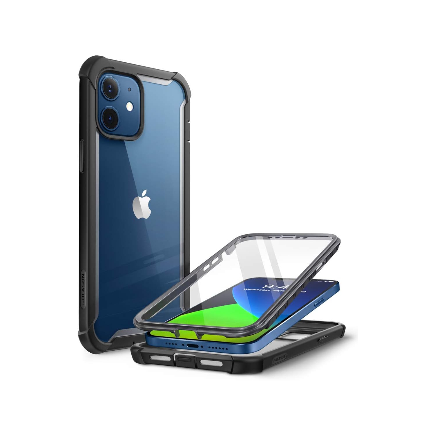 Ares Series Designed for iPhone 12 Mini Case, Dual Layer Rugged Clear Bumper Case with Built-in Screen