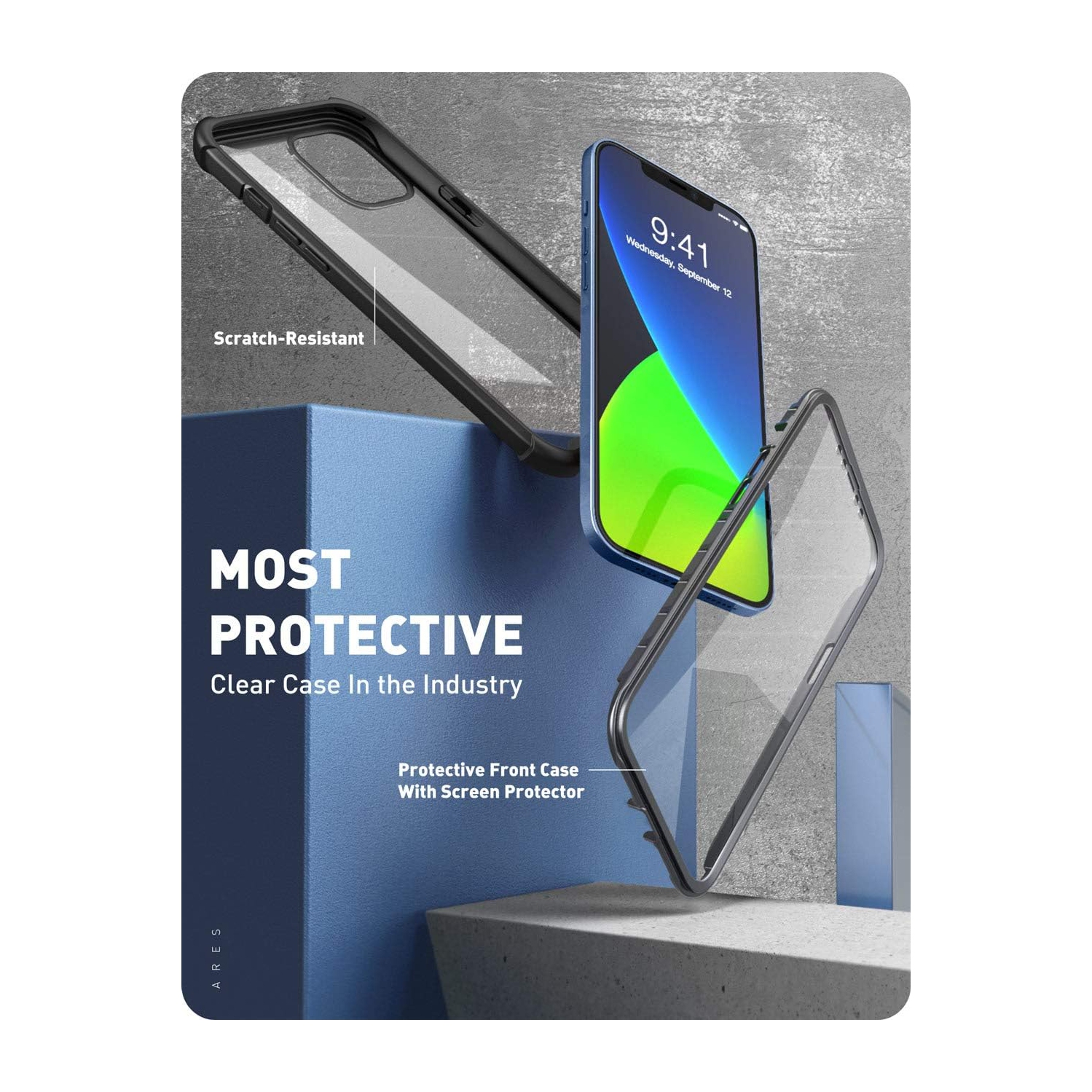 Ares Series Designed for iPhone 12 Mini Case, Dual Layer Rugged Clear Bumper Case with Built-in Screen