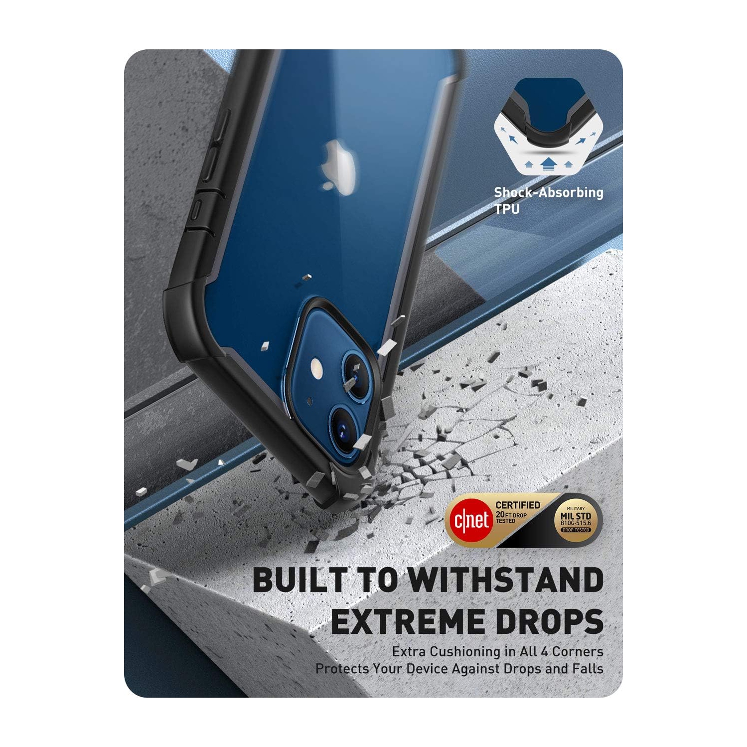 Ares Series Designed for iPhone 12 Mini Case, Dual Layer Rugged Clear Bumper Case with Built-in Screen