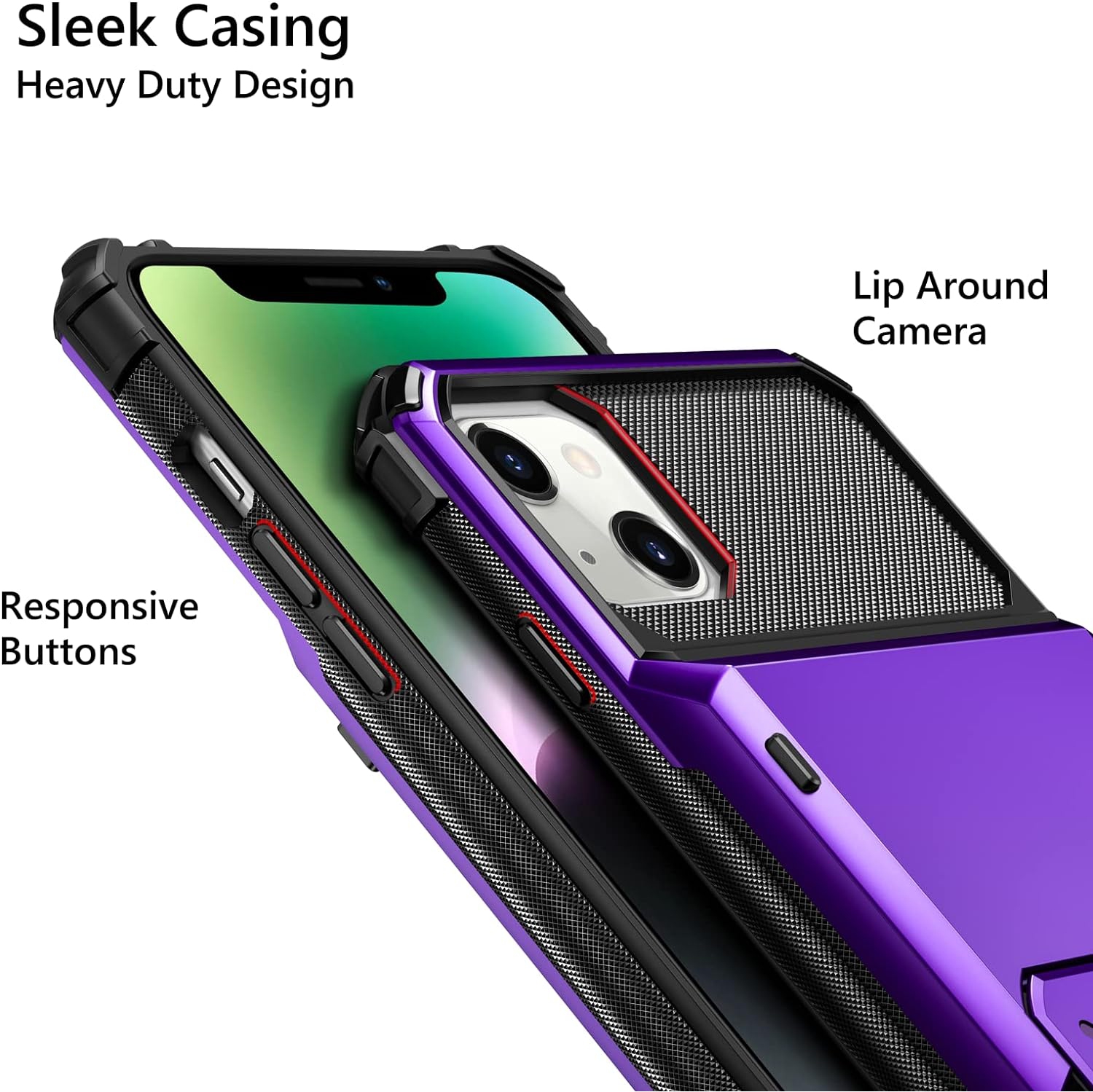 for iPhone 14 Case 5G Wallet 4-Card Holder ID Slot Flip Door Hidden Pocket Protective Hard Shell Back Cover