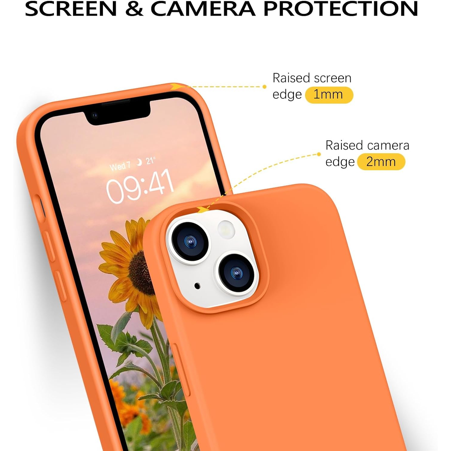 Étui pour iPhone 14, doublure en microfibre de silicone liquide et de caoutchouc souple, étui de protection antichoc