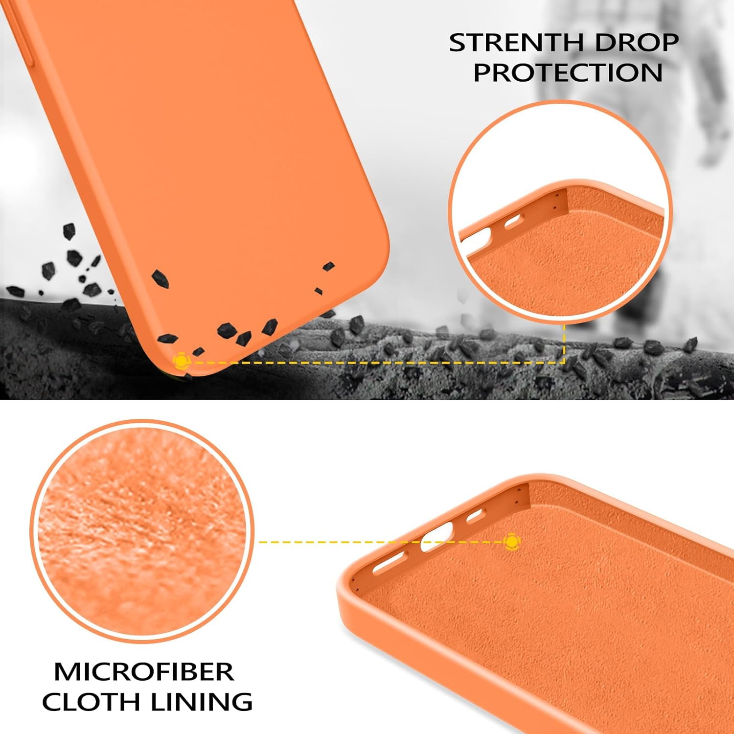 Étui pour iPhone 14, doublure en microfibre de silicone liquide et de caoutchouc souple, étui de protection antichoc