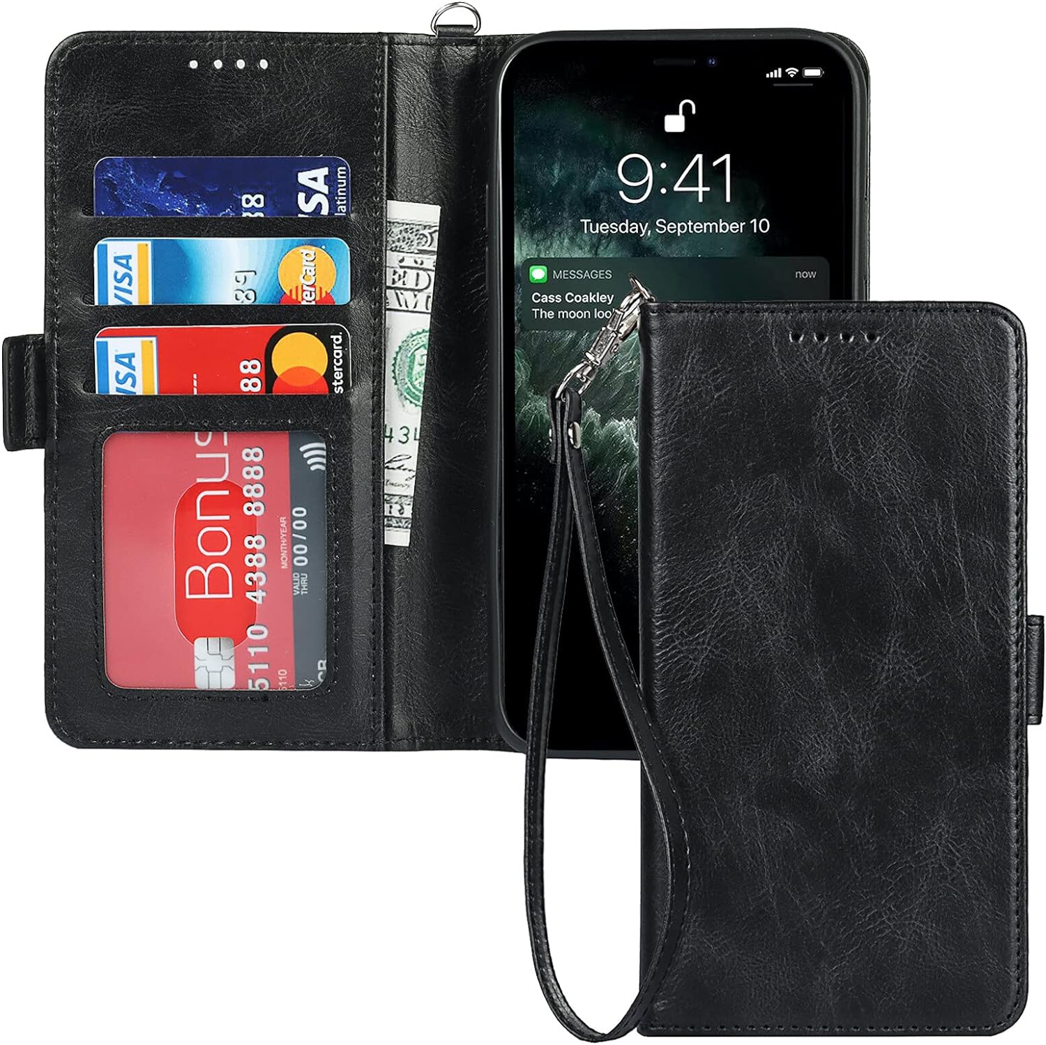 iPhone 11 Pro Wallet Case,[RFID Blocking] Premium Leather Credit Card Holder Magnetic Flip Kickstand Wallet