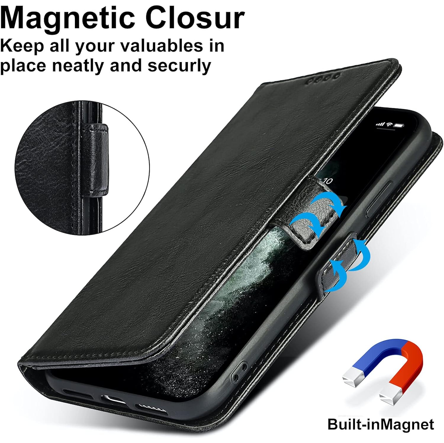 iPhone 11 Pro Wallet Case,[RFID Blocking] Premium Leather Credit Card Holder Magnetic Flip Kickstand Wallet
