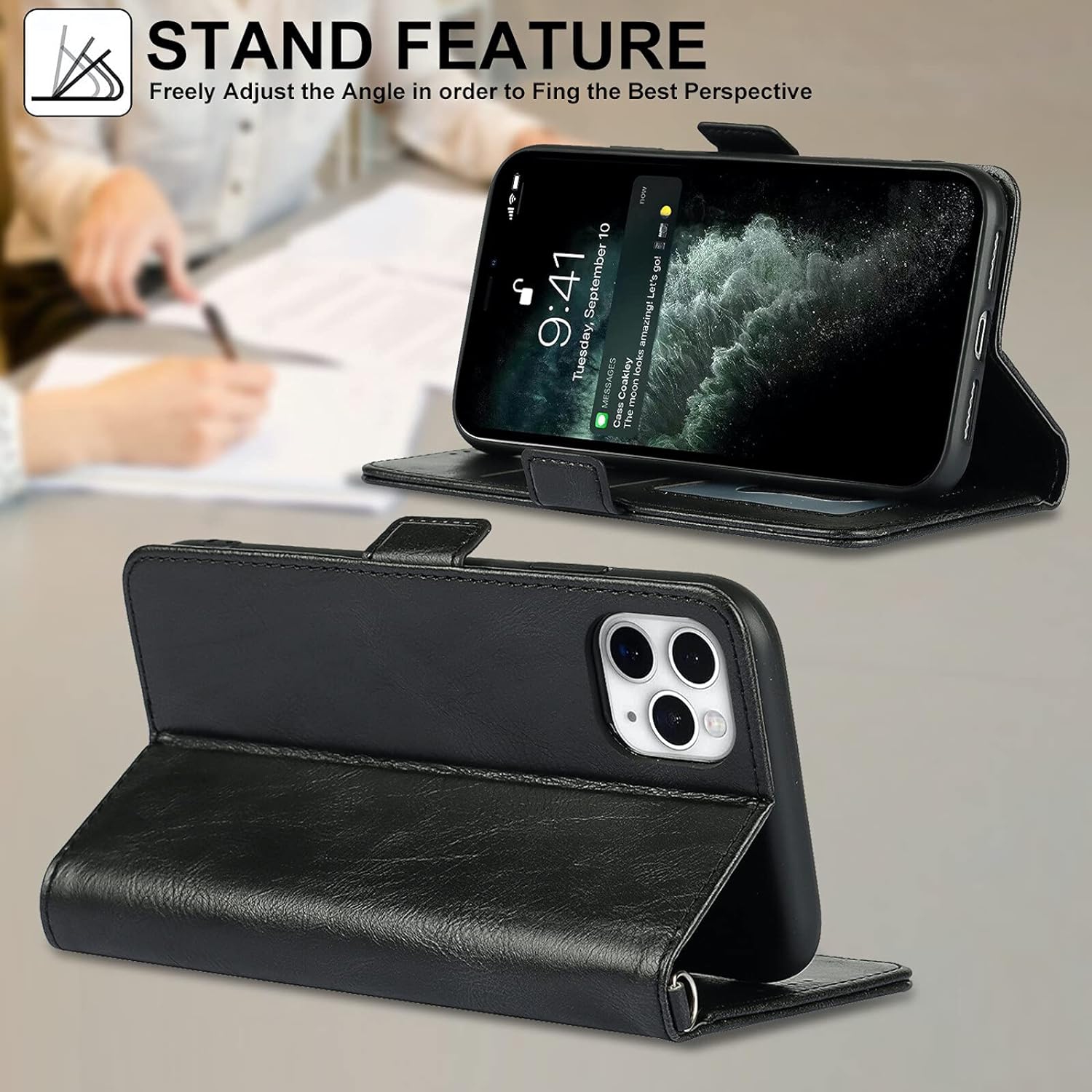 iPhone 11 Pro Wallet Case,[RFID Blocking] Premium Leather Credit Card Holder Magnetic Flip Kickstand Wallet