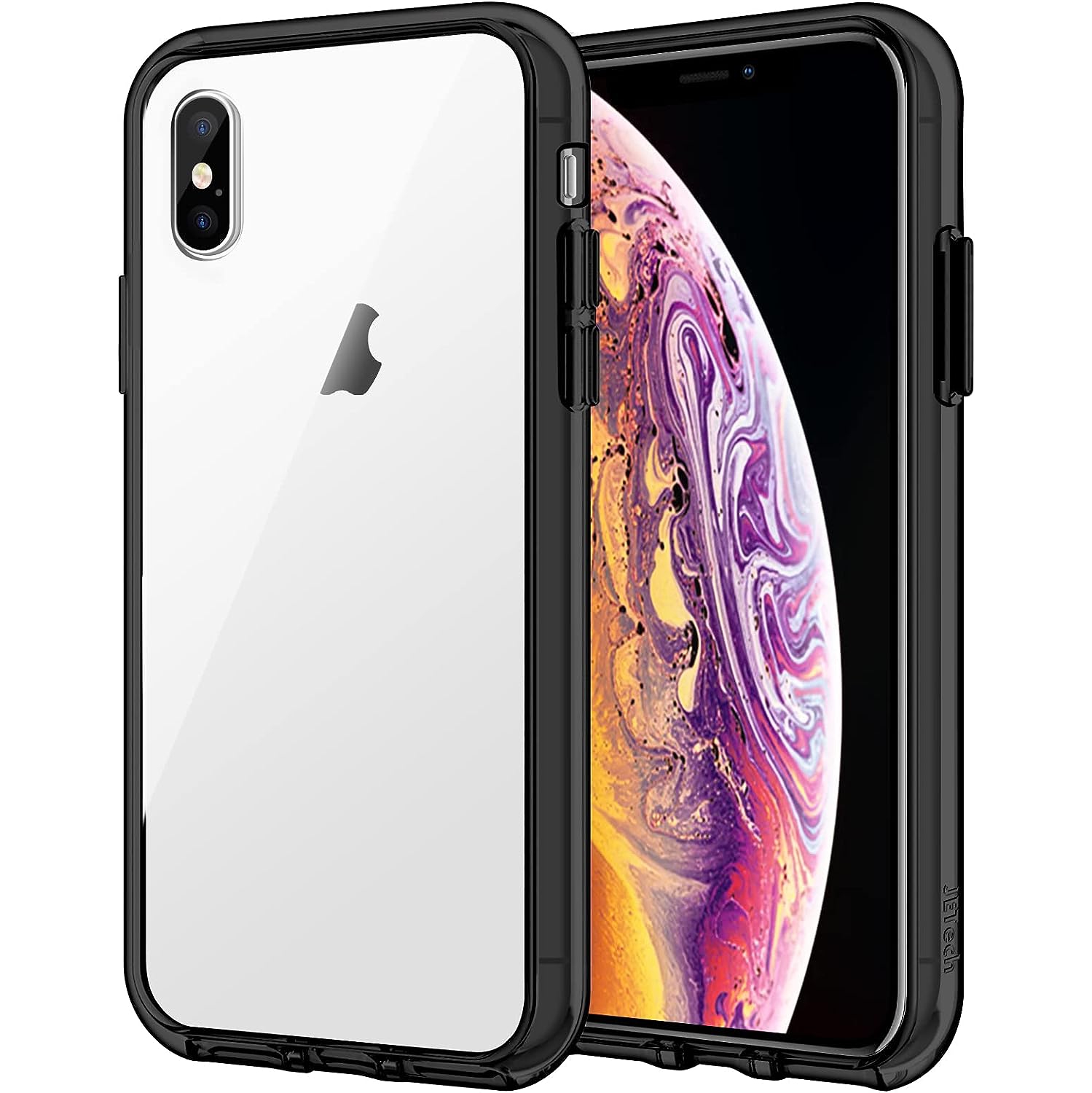 Case for iPhone Xs and iPhone X, Shock-Absorption Bumper Cover, Anti-Scratch Clear Back, Black