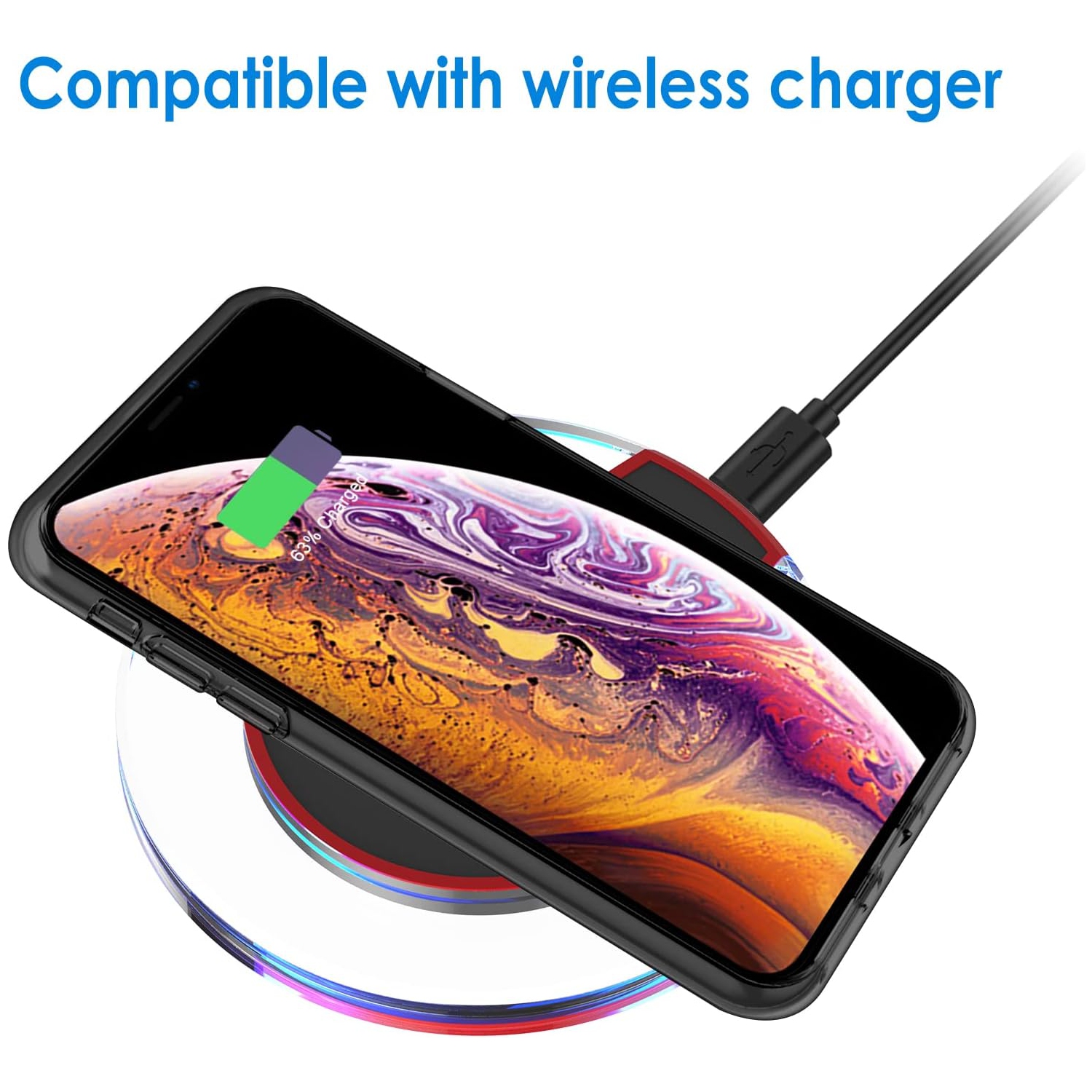 Case for iPhone Xs and iPhone X, Shock-Absorption Bumper Cover, Anti-Scratch Clear Back, Black