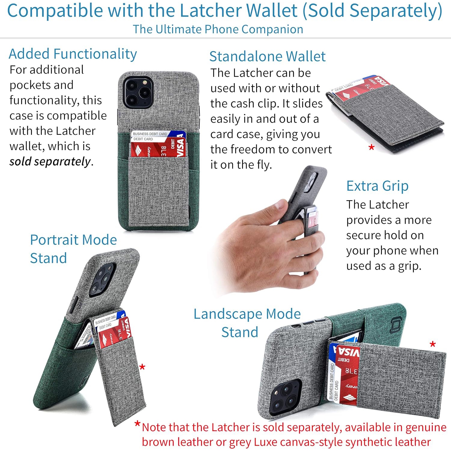 iPhone 11 Pro Wallet Case: Built-in Metal Plate for Magnetic Mounting & 2 Card Holders (5.8" Luxe M2 Synthetic