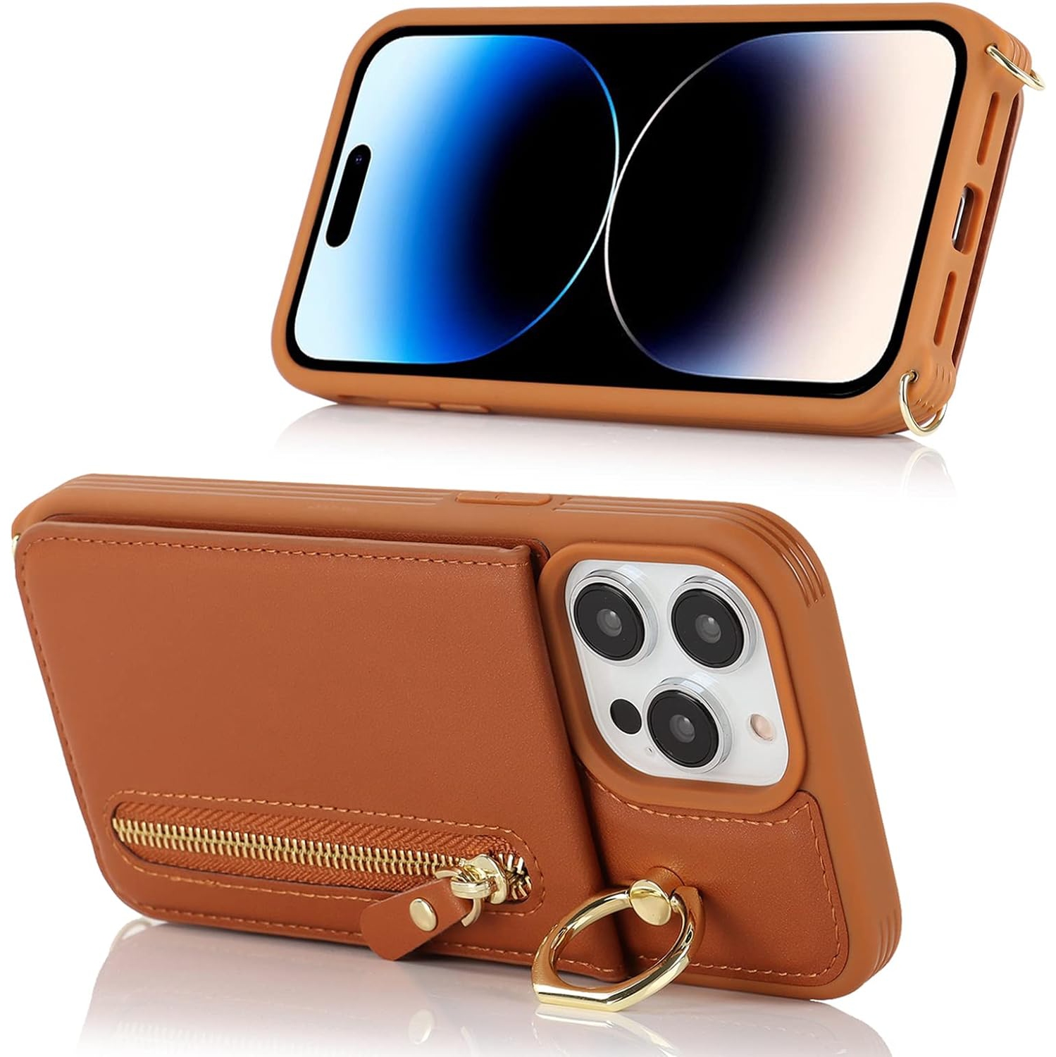 Étui pour femmes 14 Pro de iPhone avec porte-carte, portefeuille pour téléphone iPhone 14 Pro avec dragonne, dragonne à bandoulière