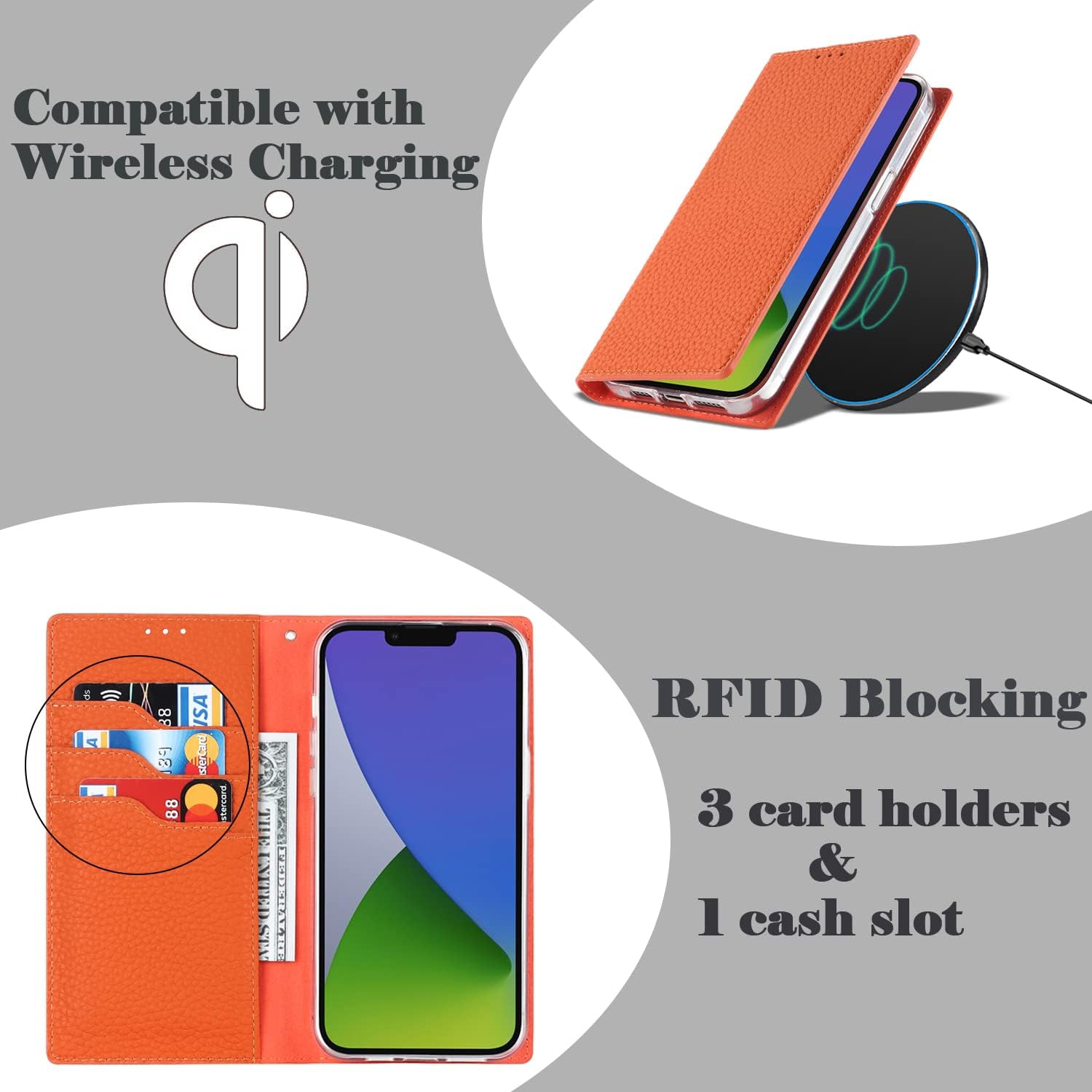 etui iPhone 14 Plus Case Wallet Genuine Leather,iPhone 14 Plus Phone case with Card Holder for Women,Etui