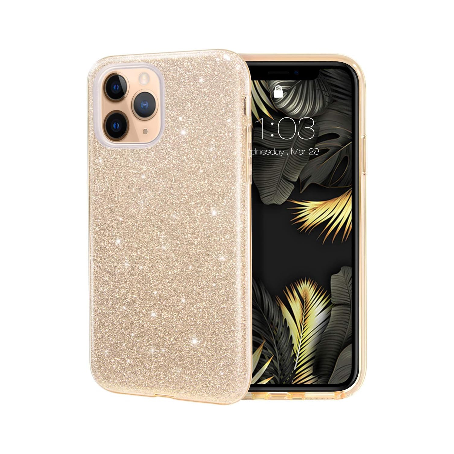 iPhone 11 Pro Max Case, Bling Sparkly Glitter Luxury Shiny Sparker Shell, Protective 3 Layer Hybrid Anti-Slick