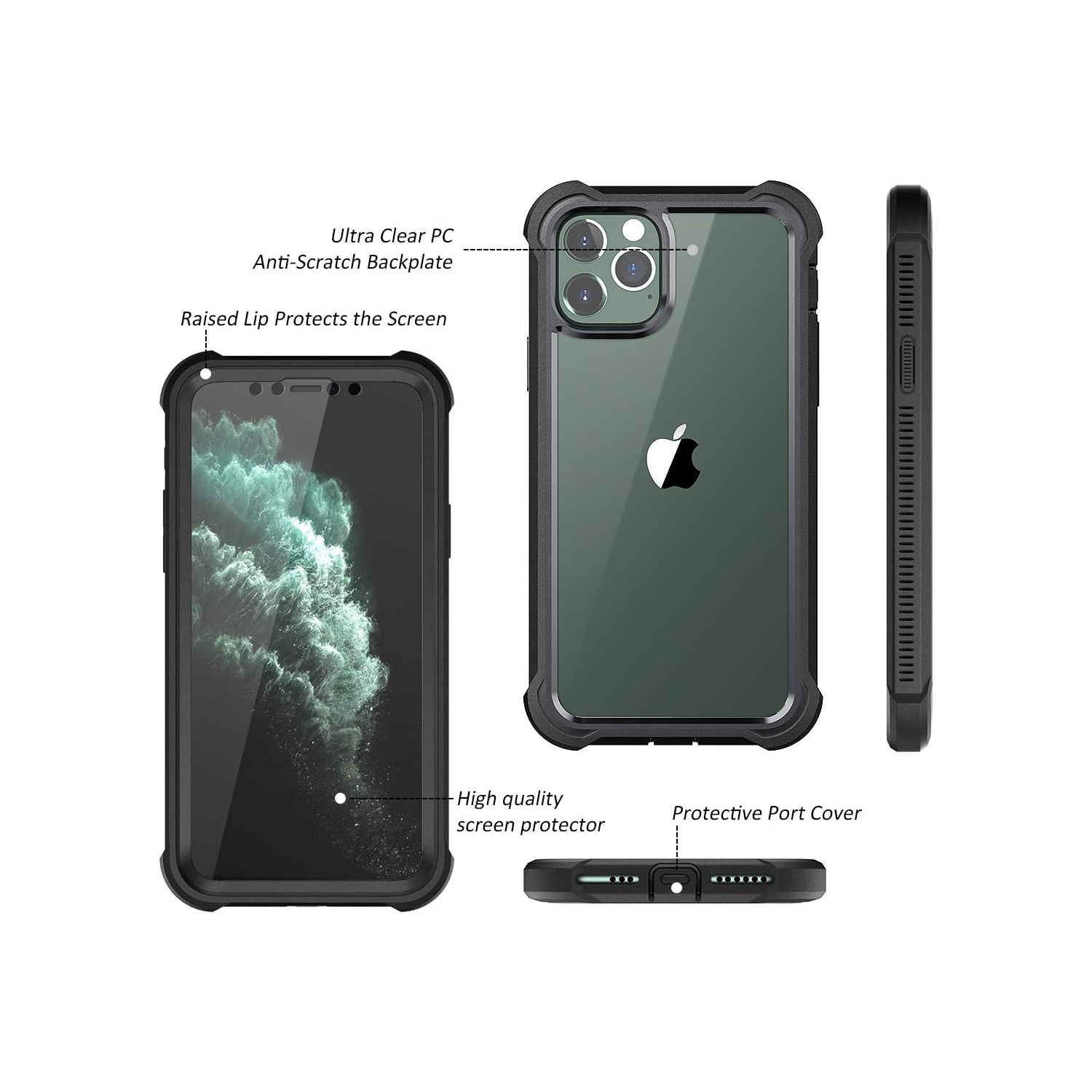 Compatible with iPhone 11 Pro Case 5.8 Inch, 360 Degree Full Body Shockproof Protective Cover
