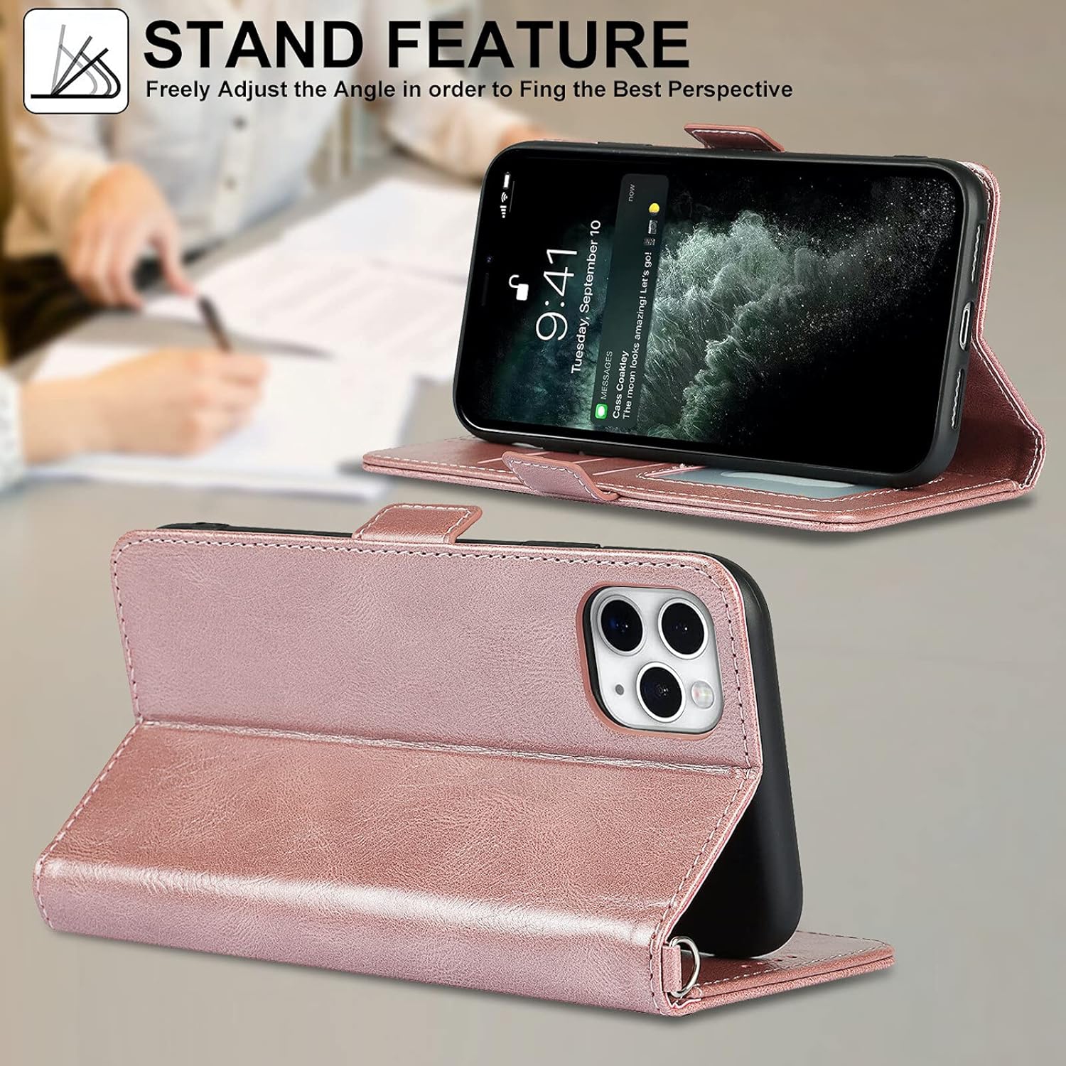 iPhone 11 Pro Wallet Case,[RFID Blocking] Premium Leather Credit Card Holder Magnetic Flip Kickstand Wallet