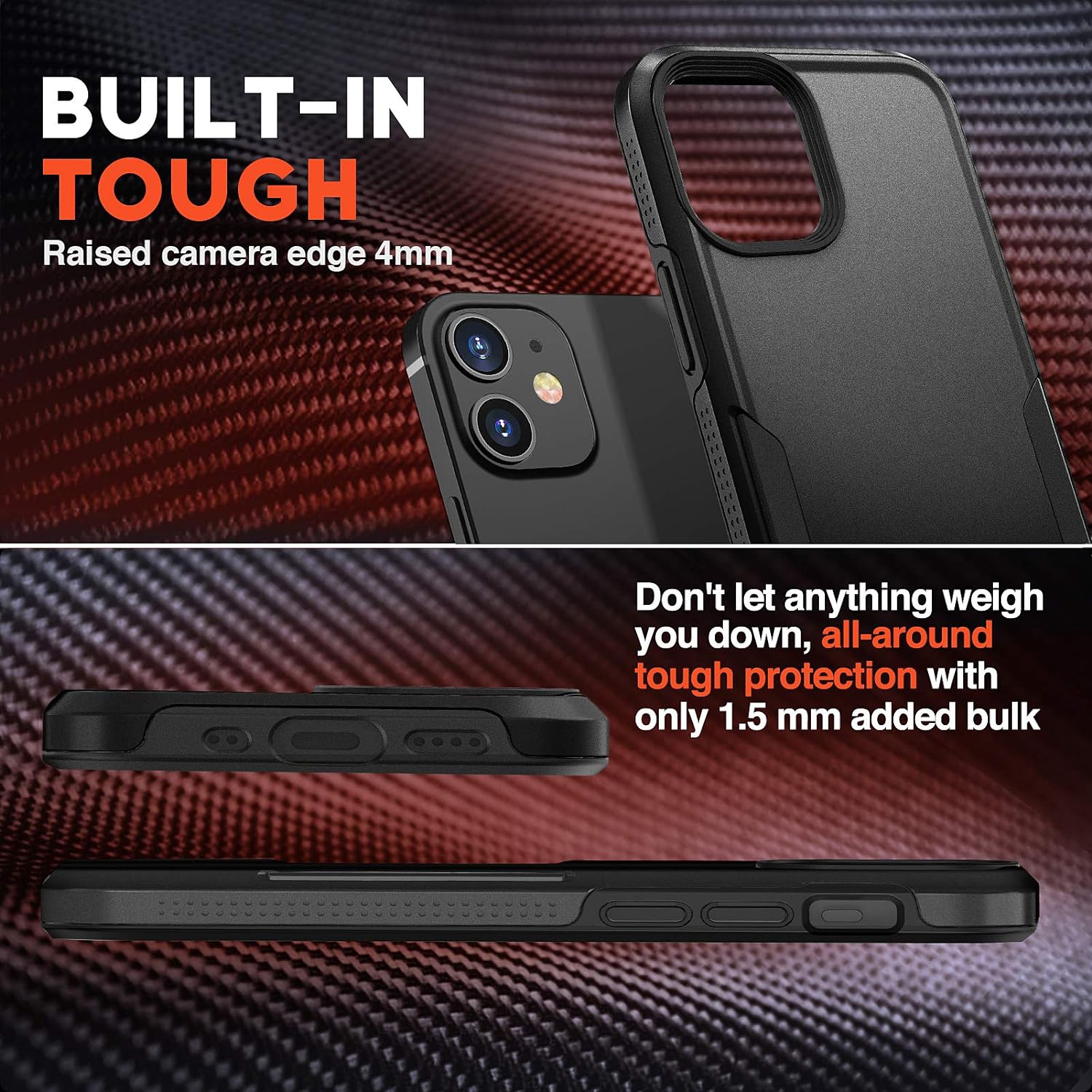 Designed for iPhone 12 Case & iPhone 12 Pro Case, Heavy-Duty Tough Rugged Lightweight Slim Shockproof Protective