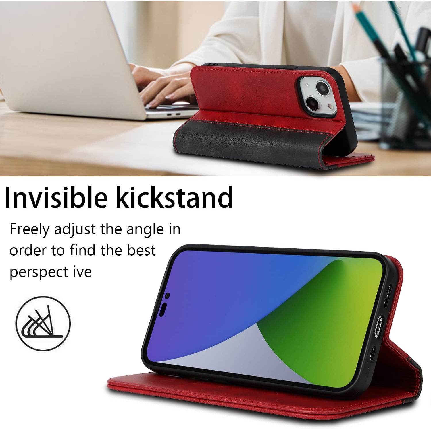 Etui – Portefeuille étui iPhone 14 avec porte-carte, étui pour iPhone 13 pour femmes, étui pour téléphone cellulaire rabattable avec crédit