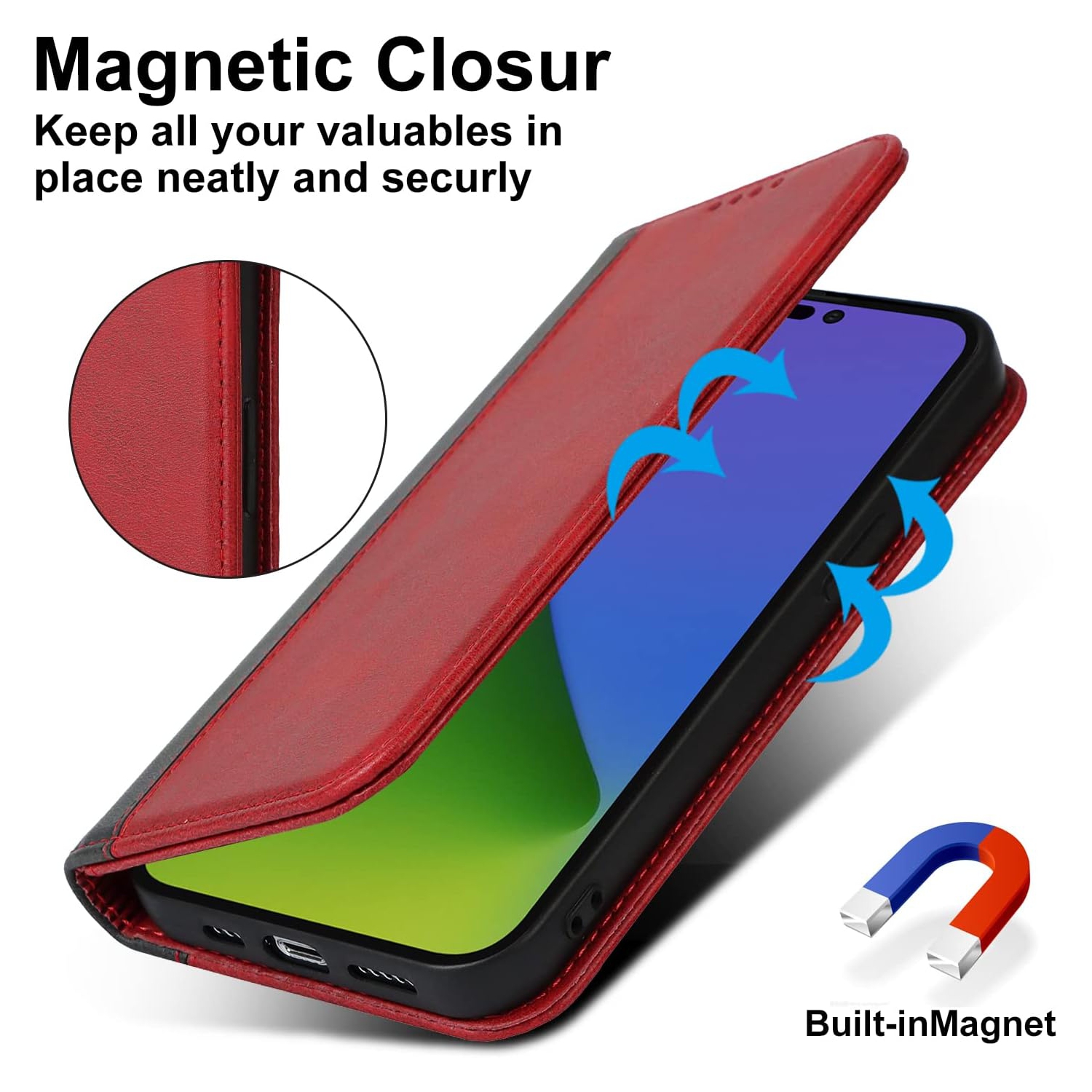 Etui – Portefeuille étui iPhone 14 avec porte-carte, étui pour iPhone 13 pour femmes, étui pour téléphone cellulaire rabattable avec crédit