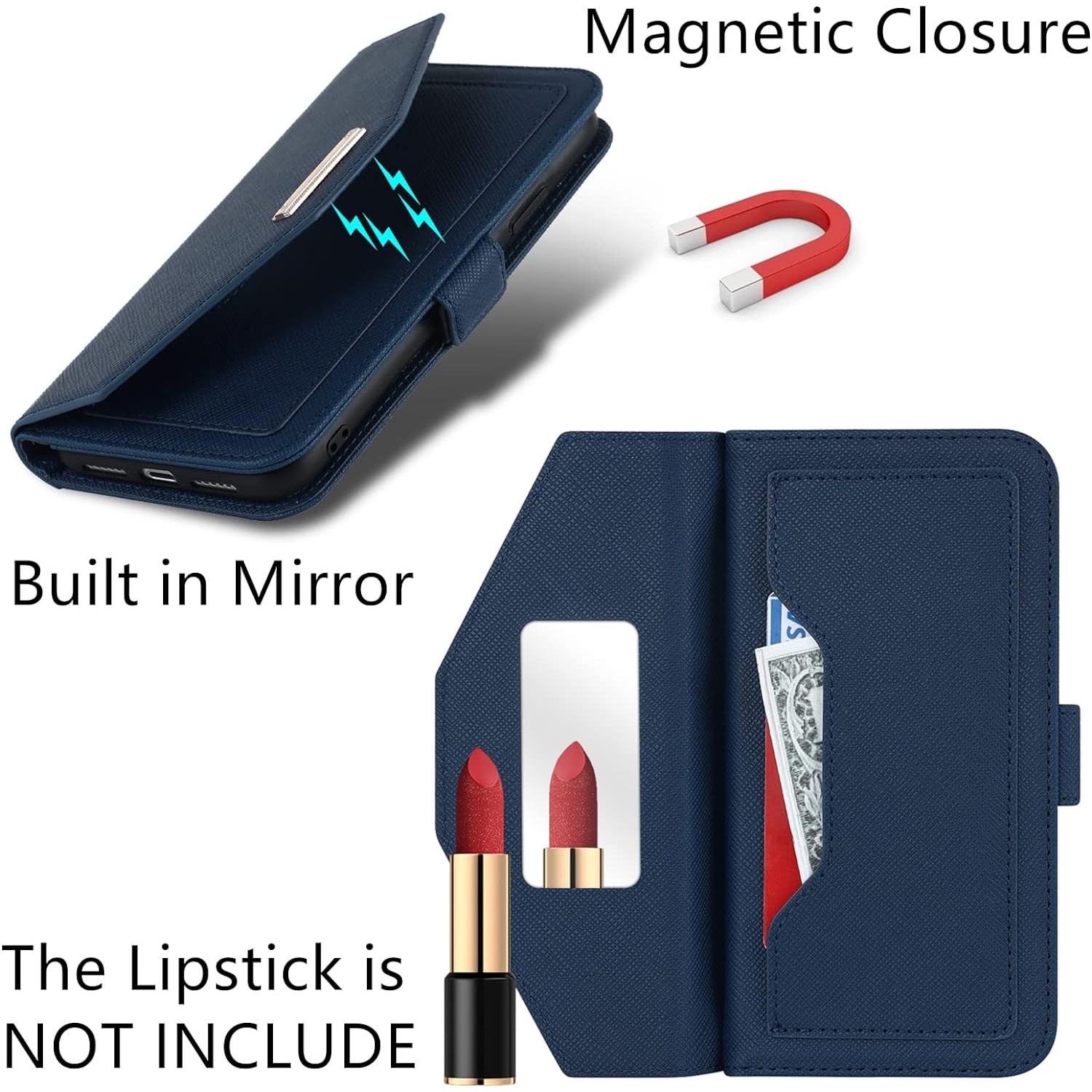 Crossbody Wallet for iPhone 13 Pro Max Case with Adjustable Lanyard Strap Credit Card Holder 6.7",PU Leather