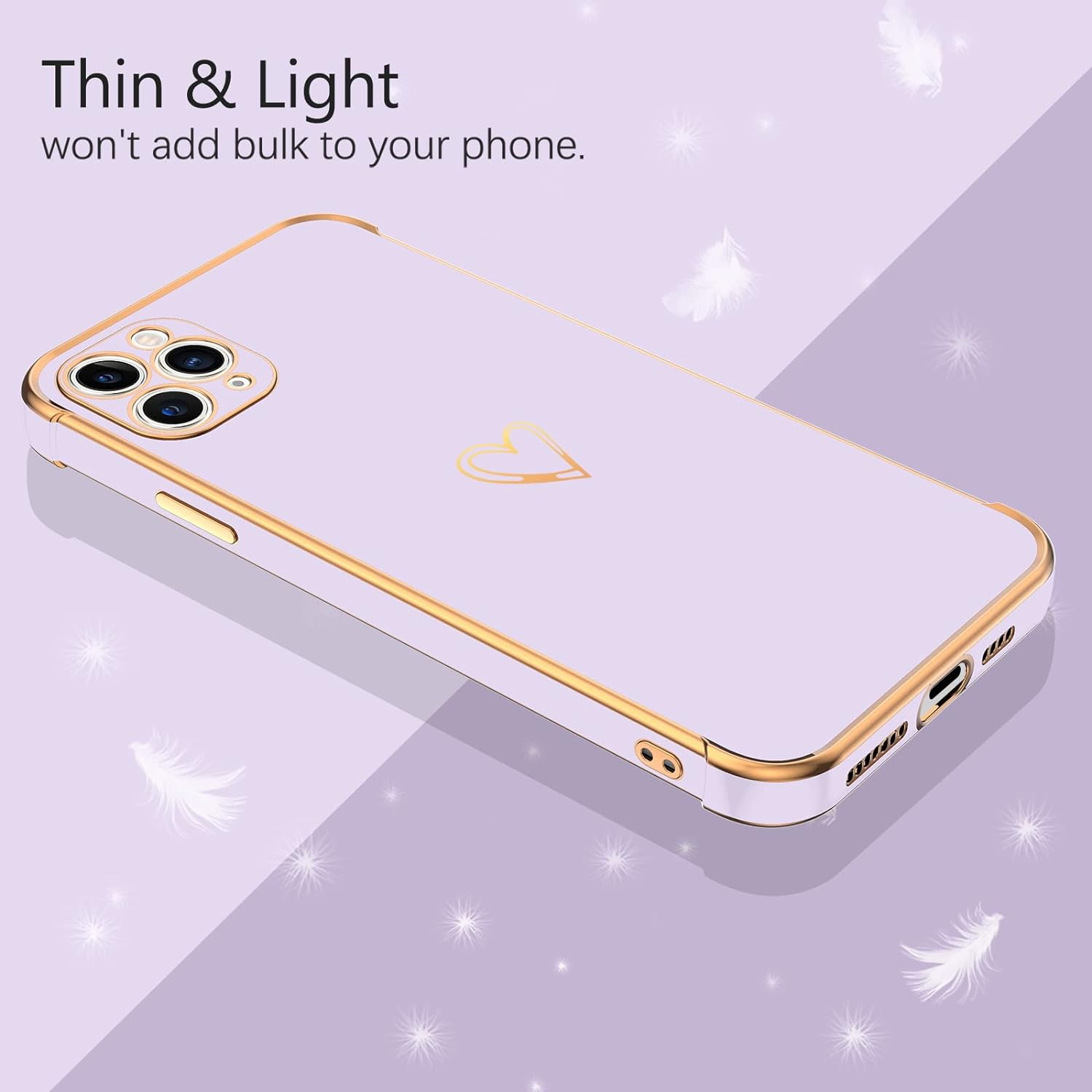 iPhone 11 Pro Max Case Cute Heart Pattern Soft TPU Plating Cover for Women Girls with Camera Protection & 4