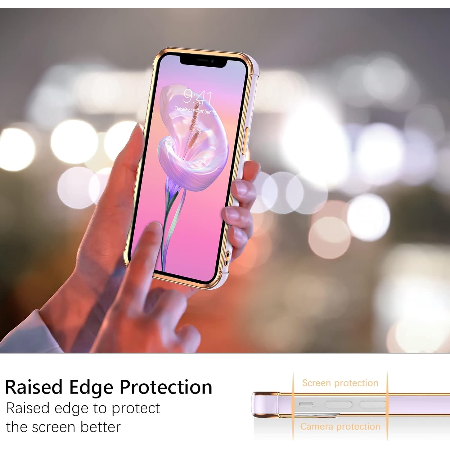 iPhone 11 Pro Max Case Cute Heart Pattern Soft TPU Plating Cover for Women Girls with Camera Protection & 4