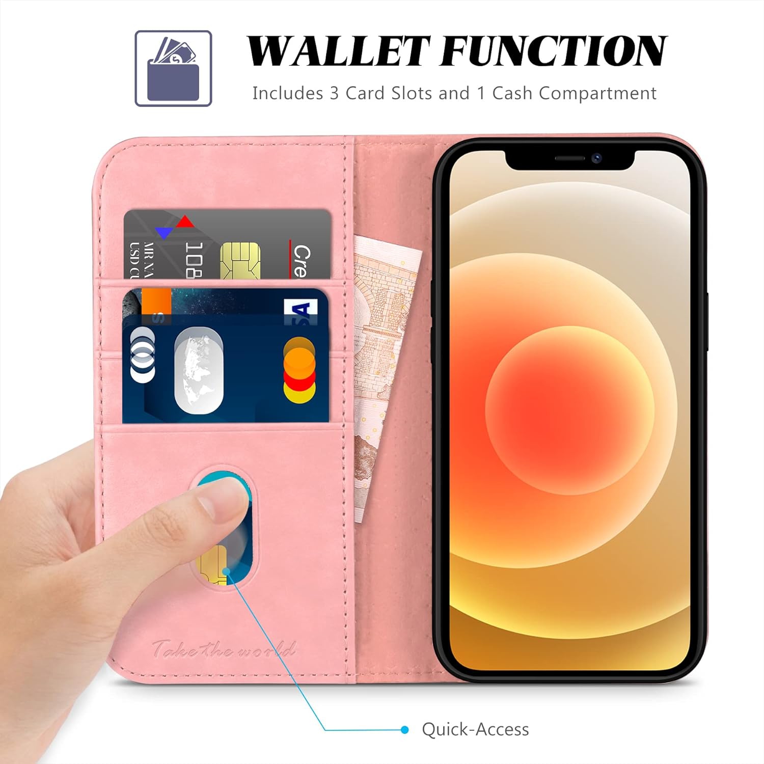 Wallet Case for iPhone 13 Mini 5G, PU Leather Case Wallet, 3 Credit Card Holders 1 Money Slot Stand Folio Flip