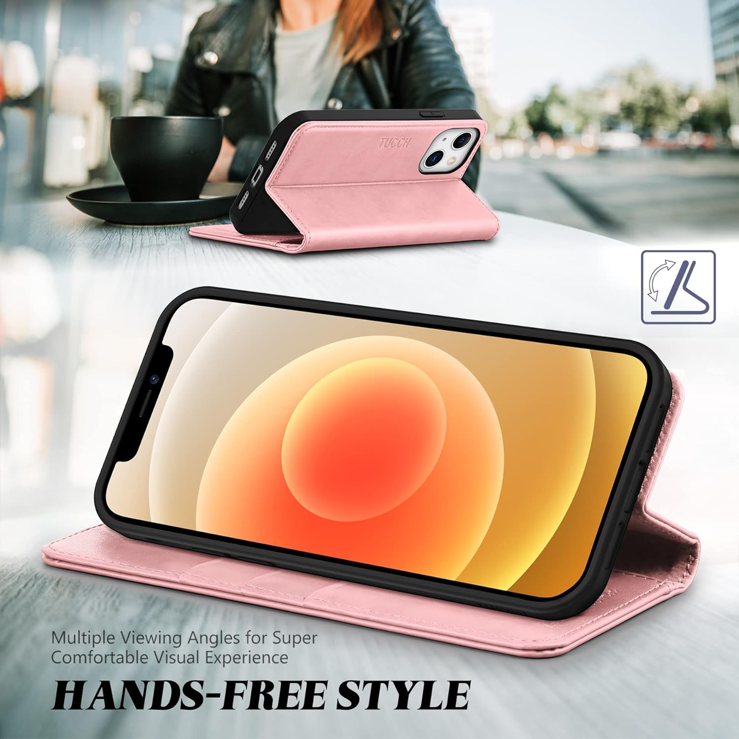 Wallet Case for iPhone 13 Mini 5G, PU Leather Case Wallet, 3 Credit Card Holders 1 Money Slot Stand Folio Flip