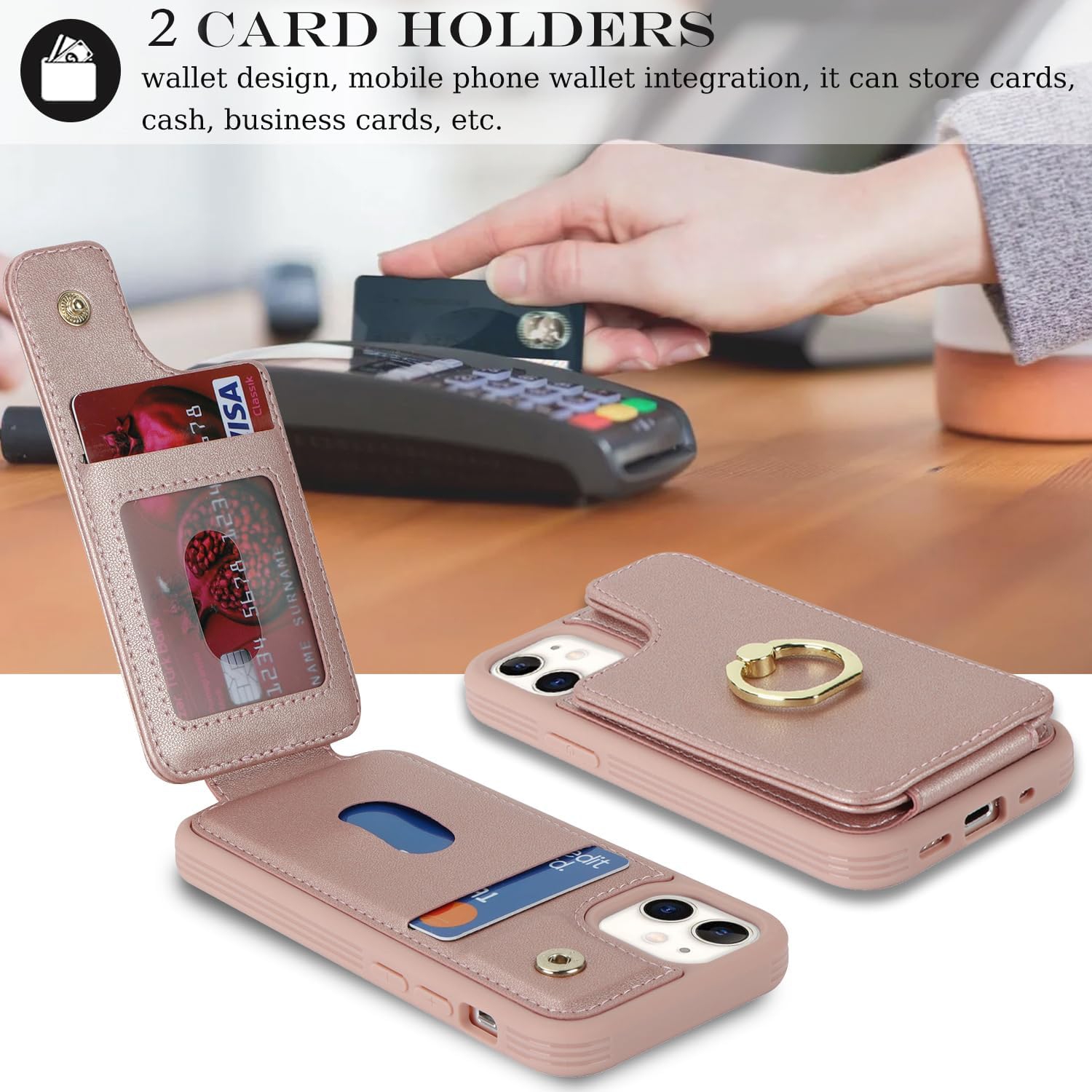 etui iPhone 12 Mini Phone case with Card Holder for Women,Coque iPhone 12 Mini case Wallet with Credit Card