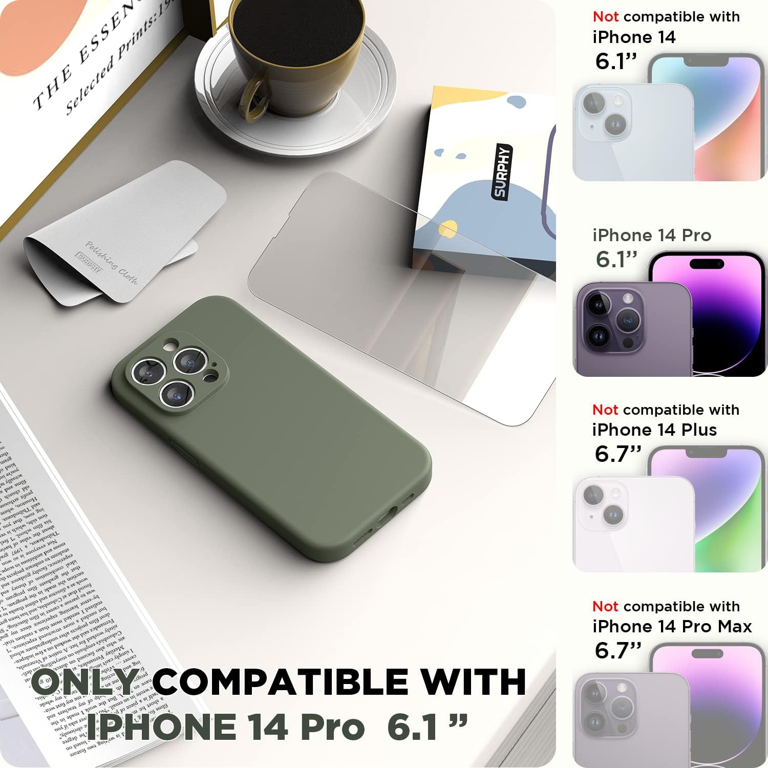 Silicone Case Compatible with iPhone 14 Pro Case 6.1 inch, with Camera Protection Liquid Silicone Soft