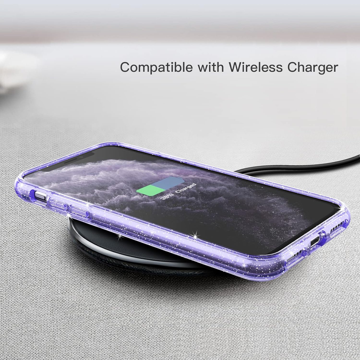 Glitter Case for iPhone 11 Pro Max, 6.5-Inch, Bling Sparkle Shockproof Phone Bumper Cover, Cute Sparkly