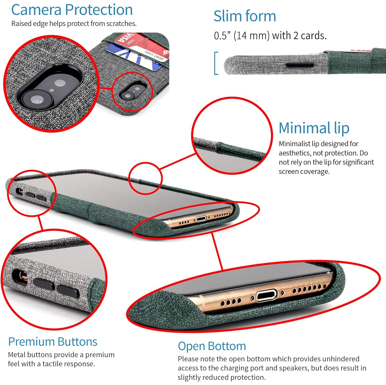 iPhone XR Wallet Case: Built-in Metal Plate for Magnetic Mounting & 2 Card Holders (6.1" Luxe M2 Synthetic