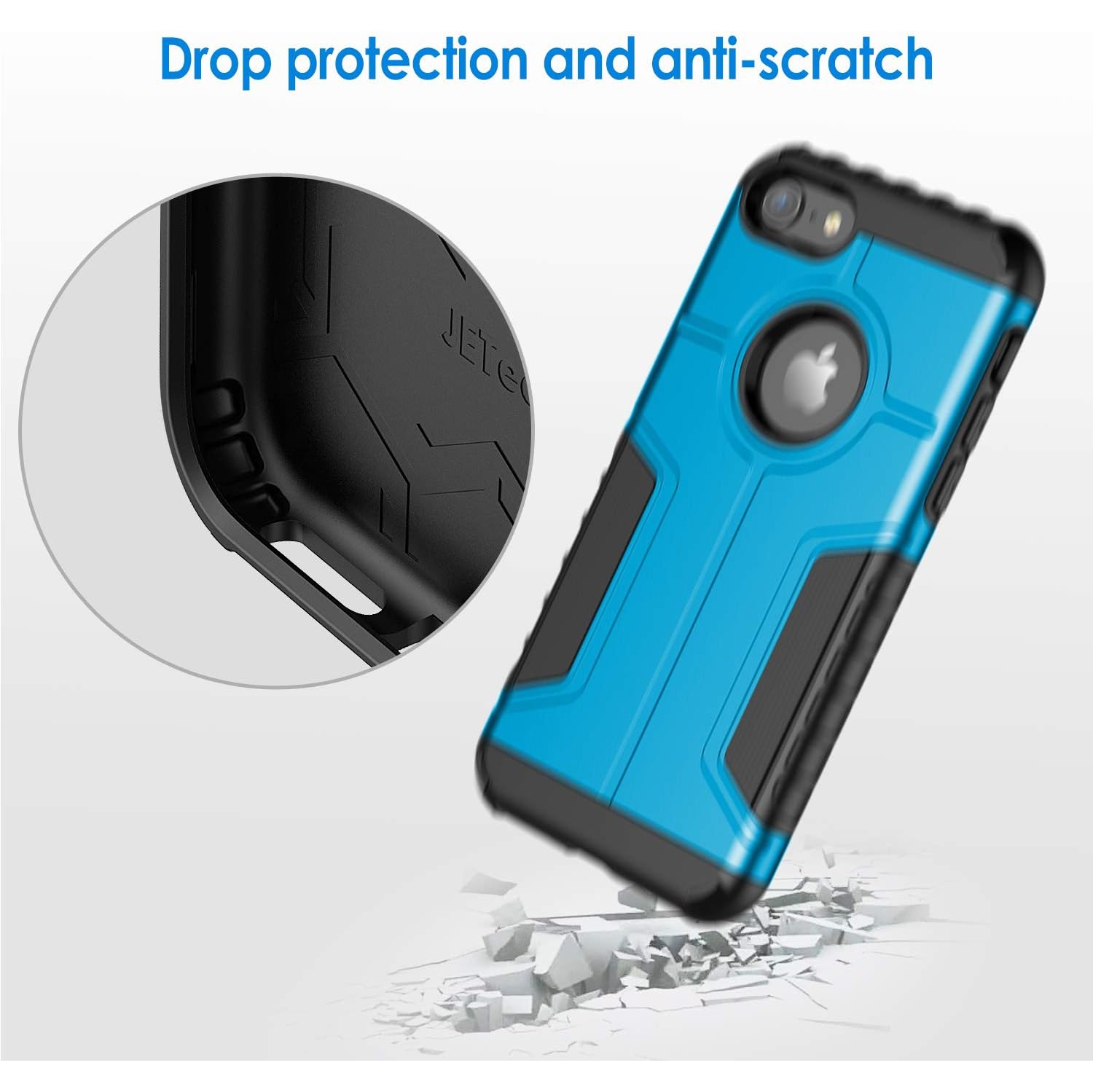 Case for iPhone 8 and iPhone 7, Dual Layer Protective Cover with Shock-Absorption, Blue