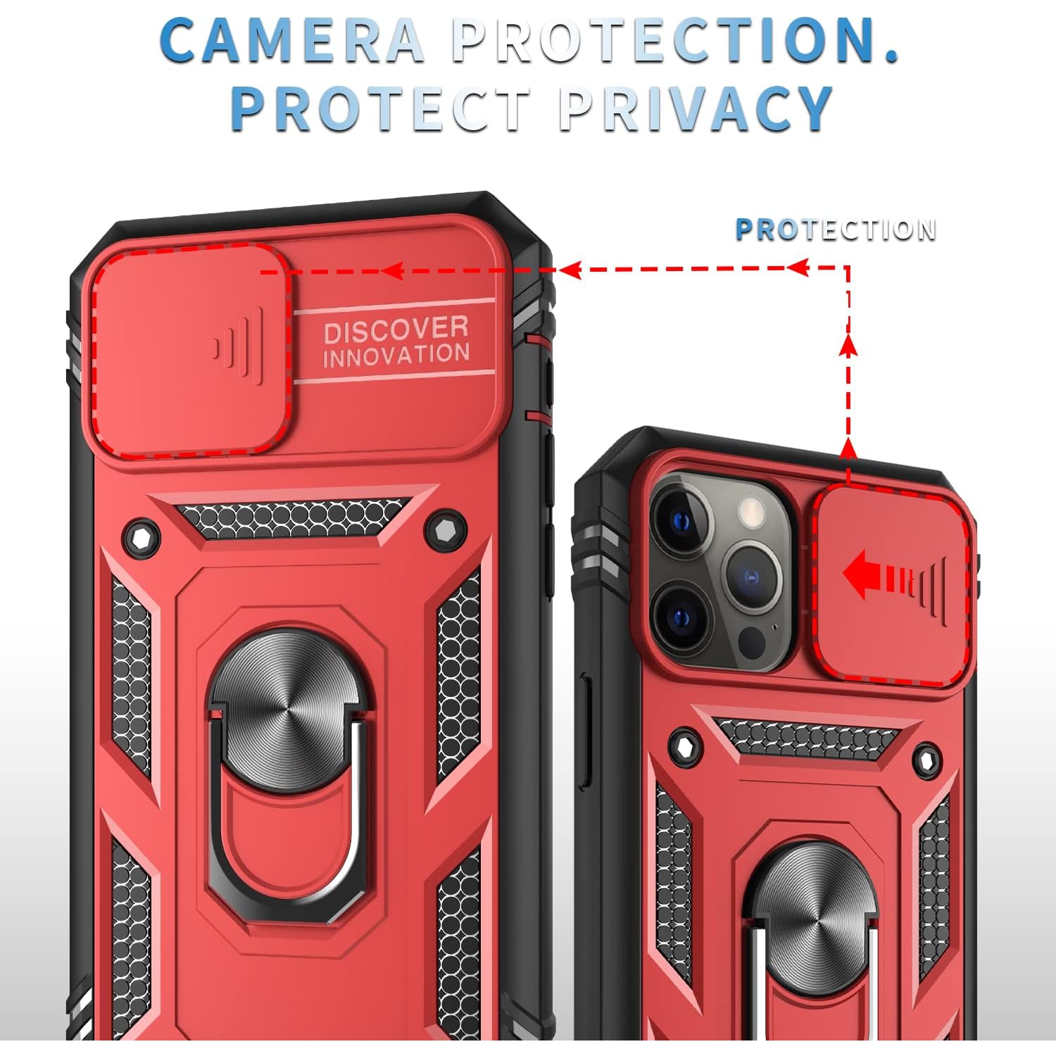 iPhone 12 Case with Screen Protector & Slide Camera Cover, iPhone 12 Pro Case with Card Holder Built-in 360°