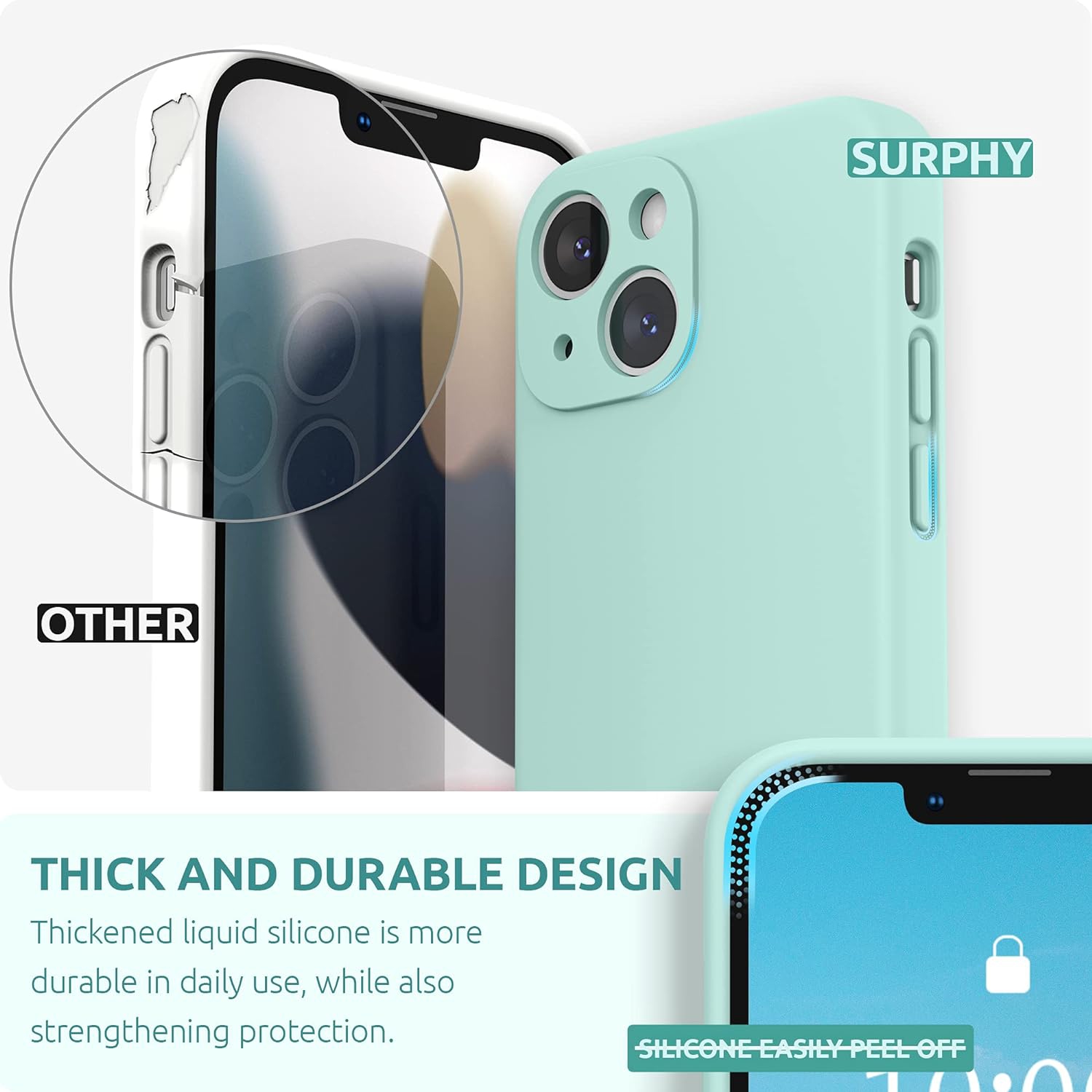 Designed for iPhone 13 Mini Case with Screen Protector, Liquid