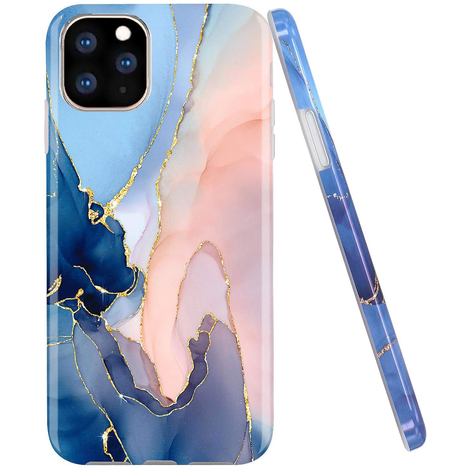 iPhone 11 Pro Case Gold Glitter Sparkle Marble Design Clear Bumper TPU Soft Rubber Silicone Cover Phone Case