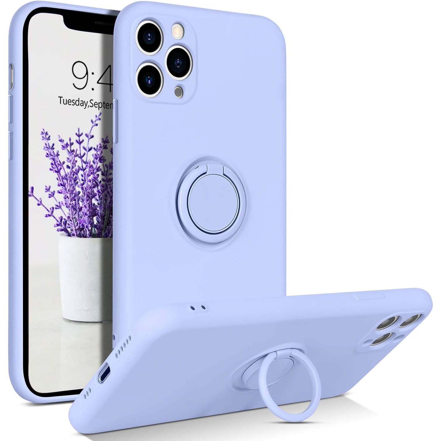 iPhone 11 Pro Case, Liquid Silicone|Ring Kickstand|Car Mount Function|Shock Absorption Full Body Protective Case