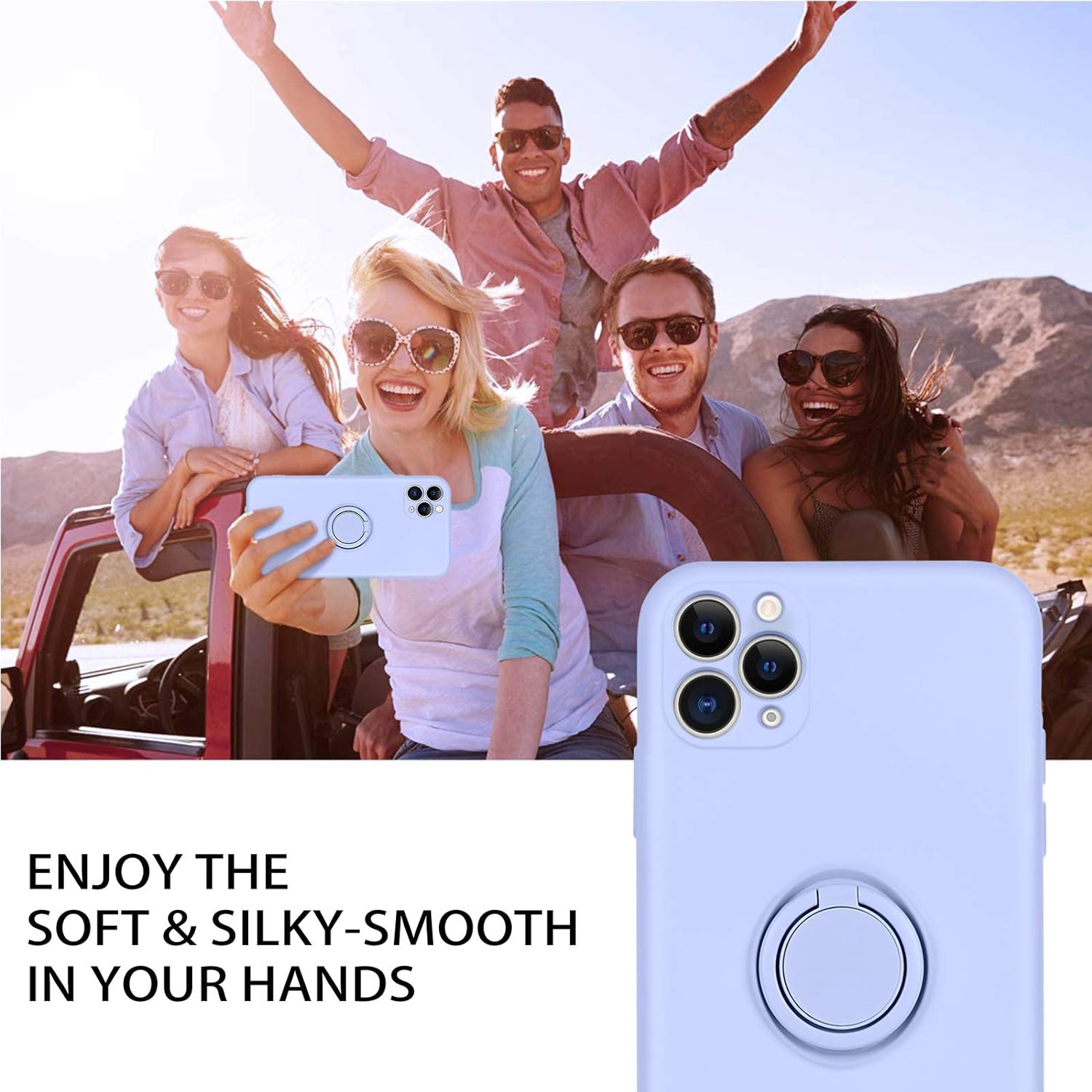 iPhone 11 Pro Case, Liquid Silicone|Ring Kickstand|Car Mount Function|Shock Absorption Full Body Protective Case