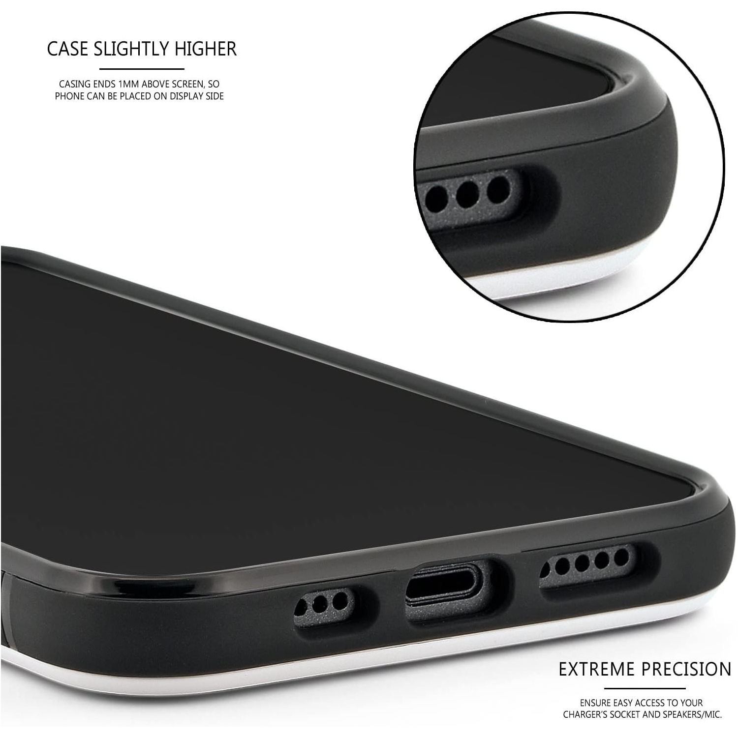 Wood Case for iPhone 13 Mini with Shock Absorbing Anti-Slip TPU Bumper and Walnut Wood Backside