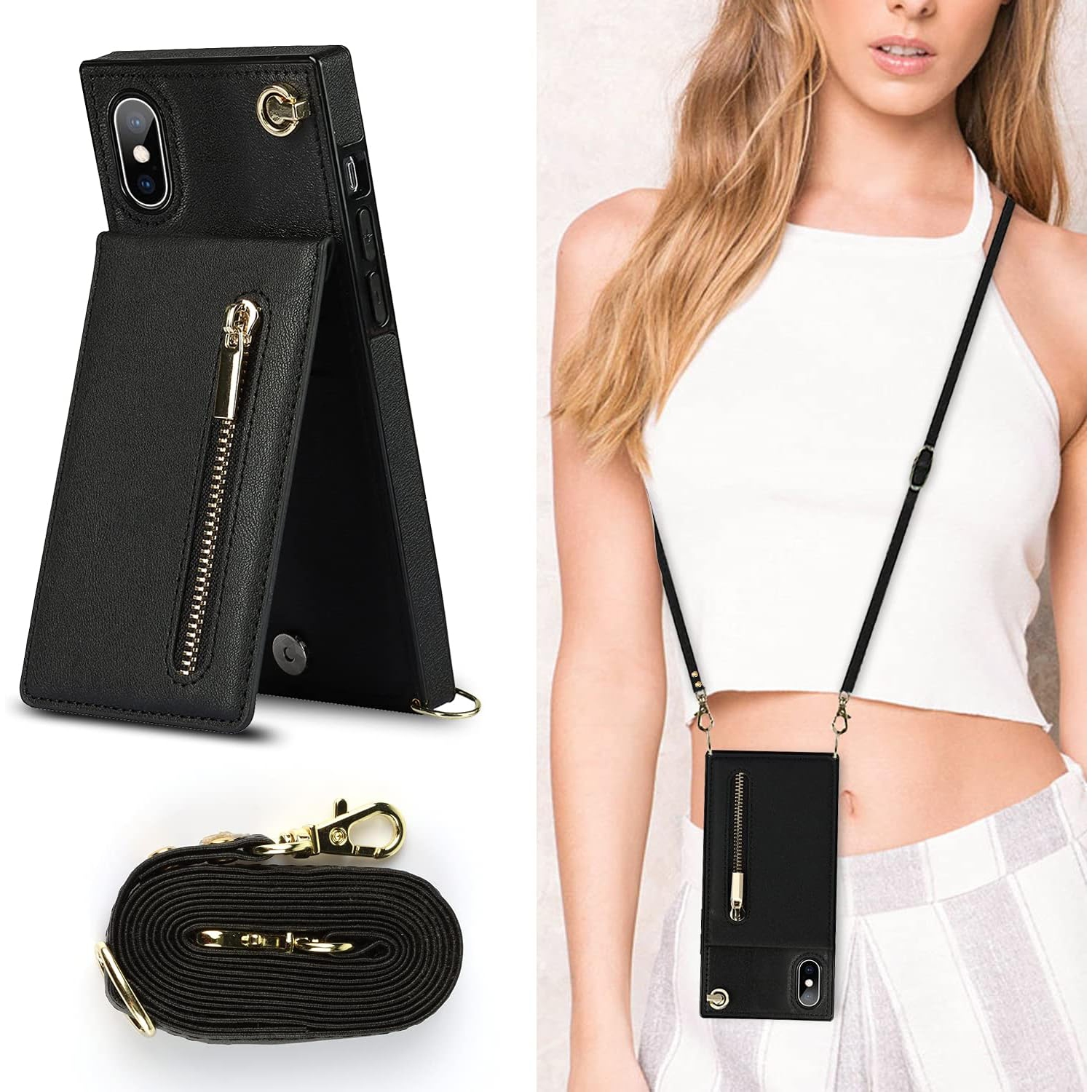 Crossbody Phone Case for iPhone Xs Max Case with Card Holder for Women,iPhone Xs Max Case Wallet with Strap