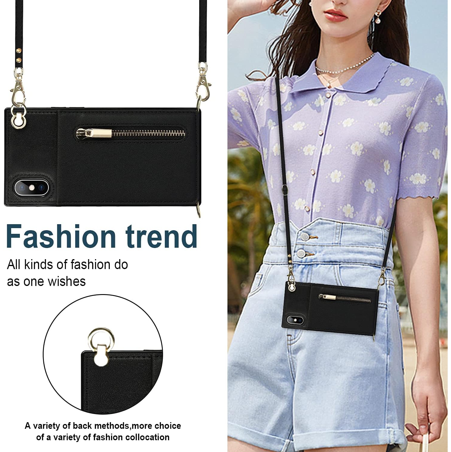 Crossbody Phone Case for iPhone Xs Max Case with Card Holder for Women,iPhone Xs Max Case Wallet with Strap