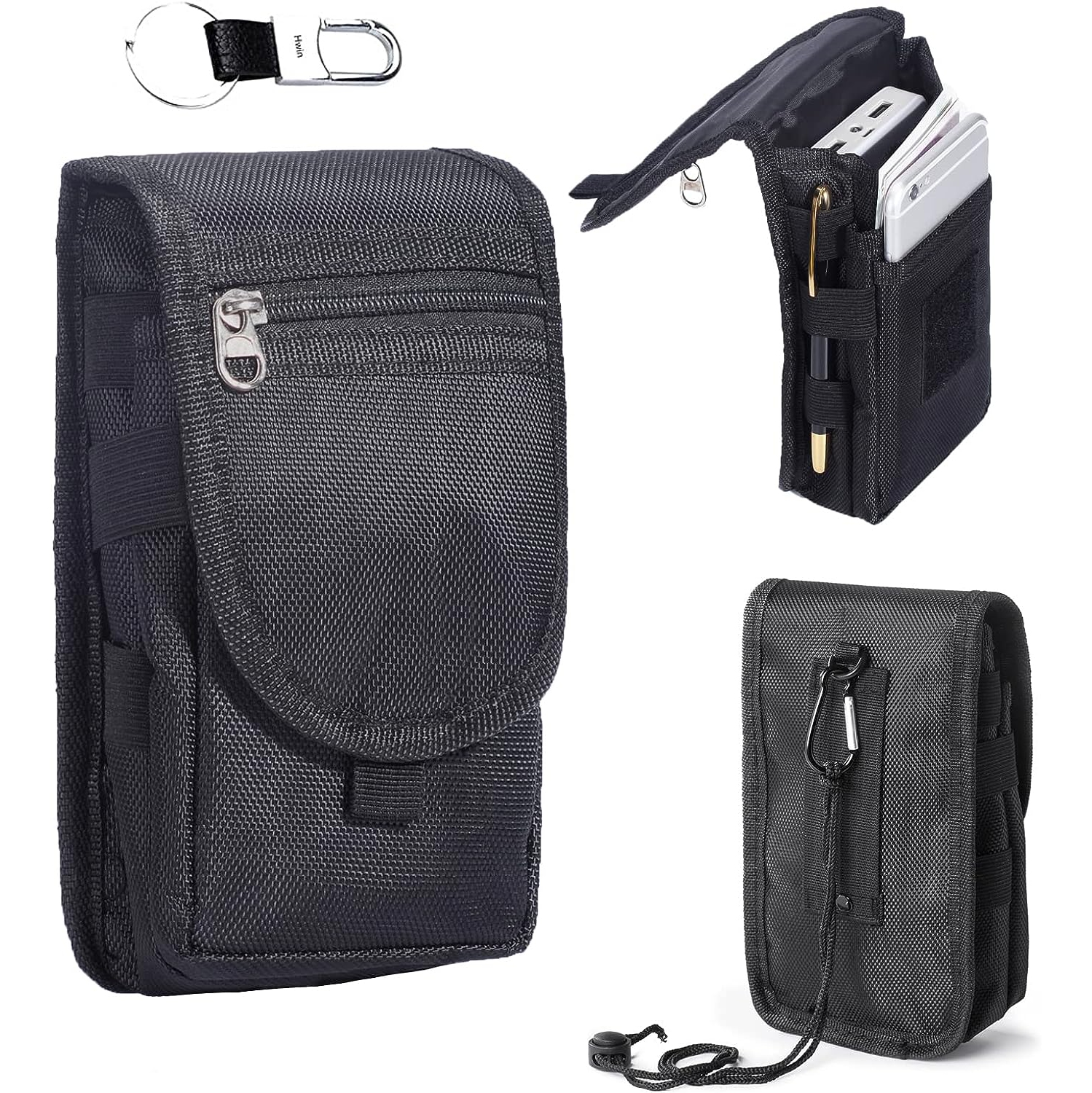 Étui en nylon pour téléphone intelligent iPhone 12 Pro Max 11 XS Max XR 8 7 6 plus avec étui à pince à ceinture pour téléphone cellulaire