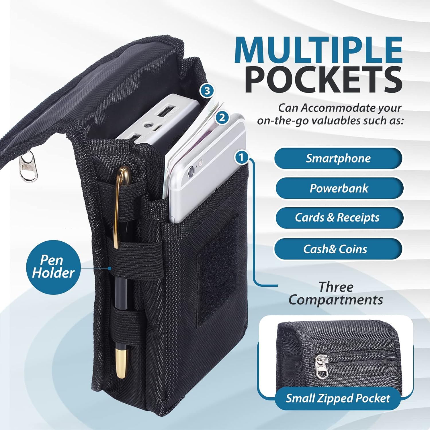 Étui en nylon pour téléphone intelligent iPhone 12 Pro Max 11 XS Max XR 8 7 6 plus avec étui à pince à ceinture pour téléphone cellulaire