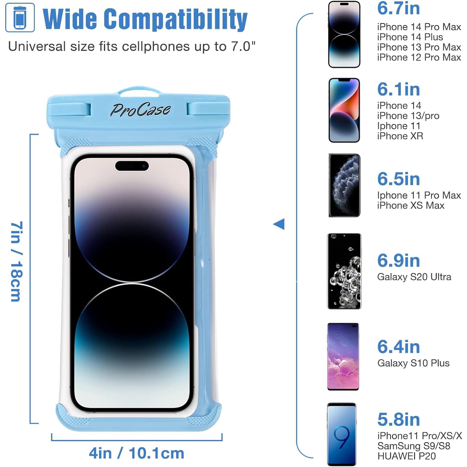 Universal Waterproof Case Cellphone Dry Bag Pouch for iPhone 14 13 Plus Pro Max 13 Mini, 12 11 Pro Max Xs Max