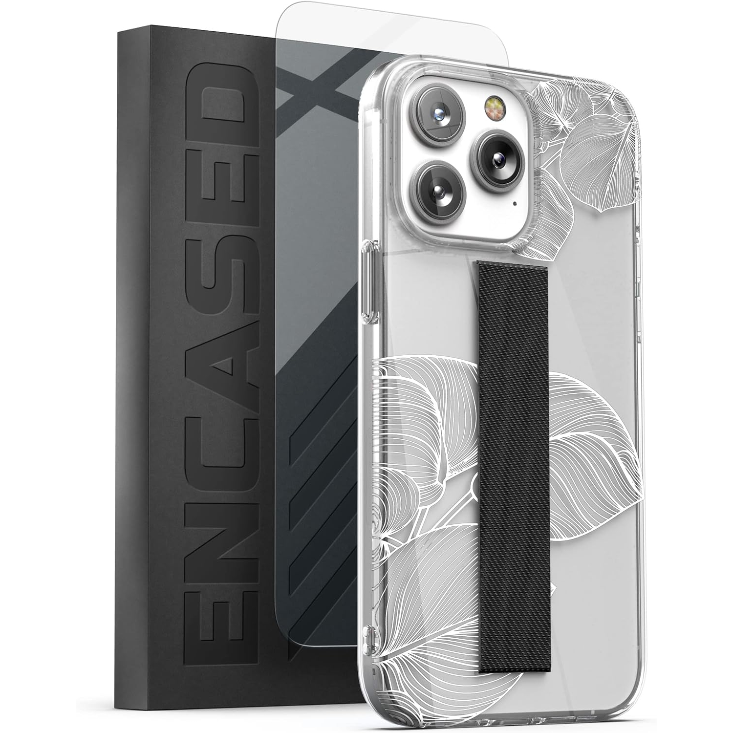 Finger Grip Case Designed for iPhone 14 PRO Case with Hand Strap and Screen Protector (Stretch Loop Ring Phone