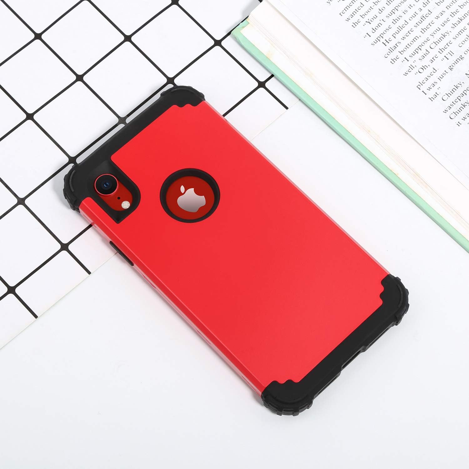 iPhone XR Case, iPhone XR Case with Tempered Glass Screen Protector, 3 in 1 Shockproof Slim Hybrid Heavy Duty