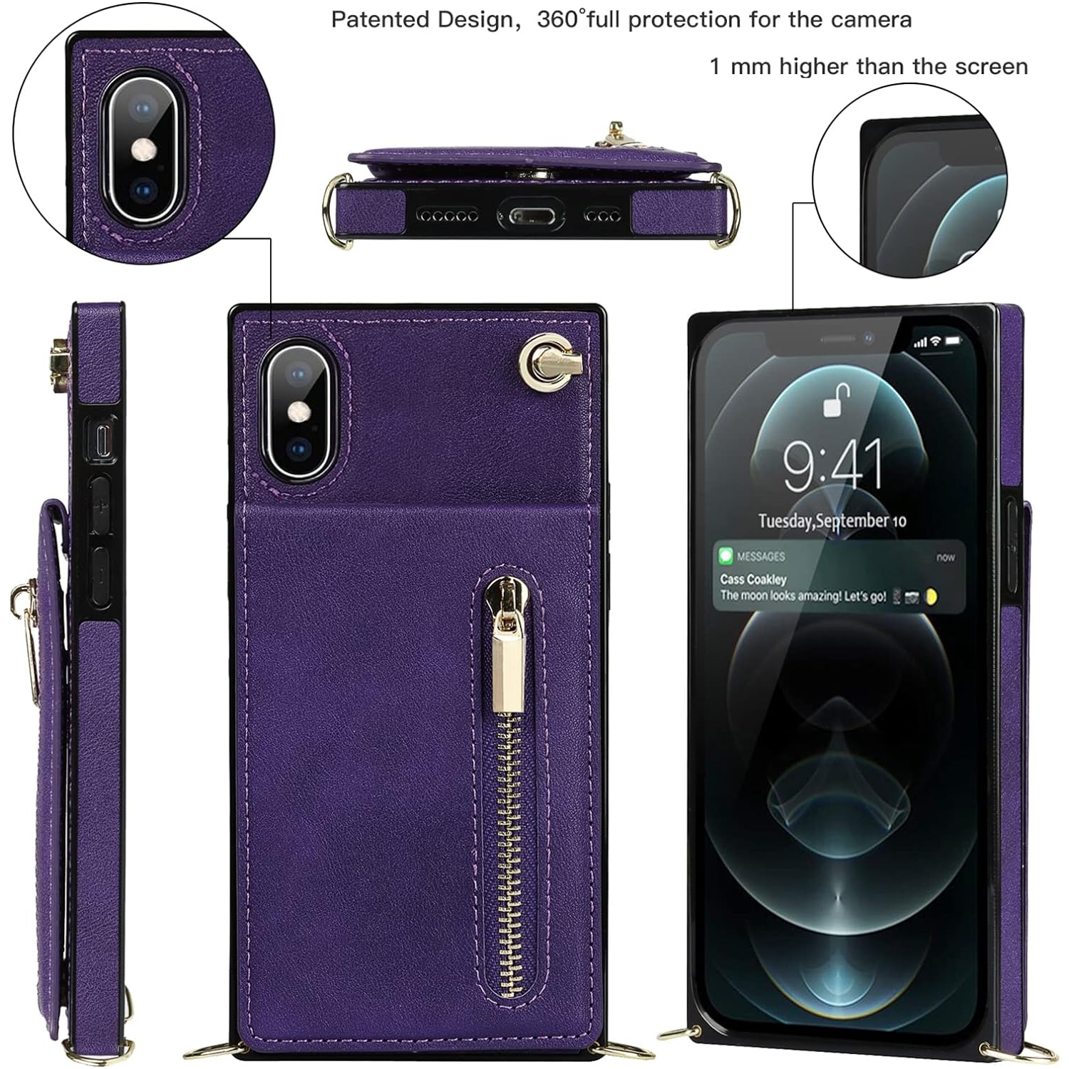 Crossbody Phone Case for iPhone Xs/X Case with Card Holder for Women,iPhone Xs Case Wallet with Strap Lanyard