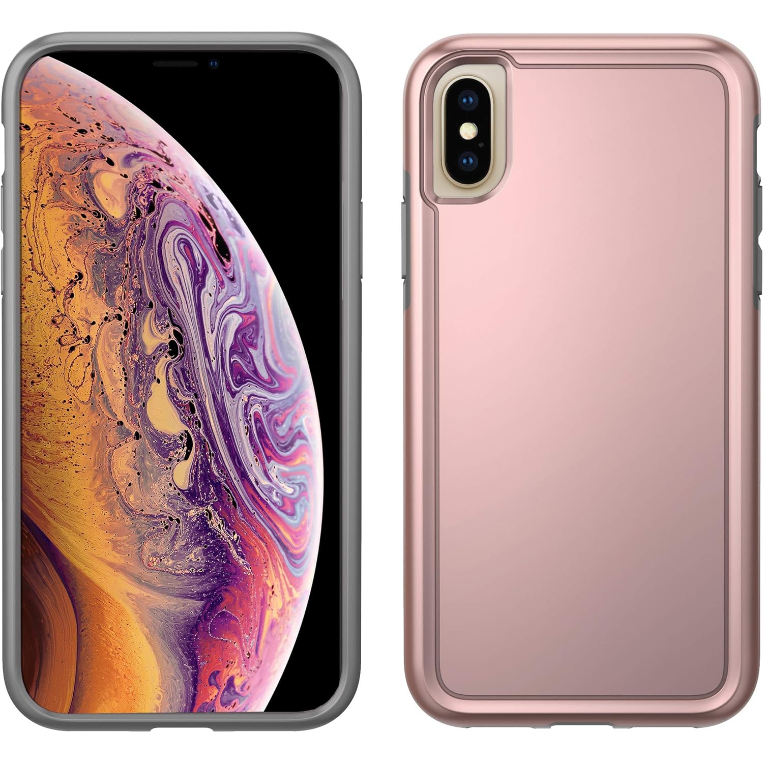 Étui Adventurer iPhone XS - Rose doré métallique - Gris