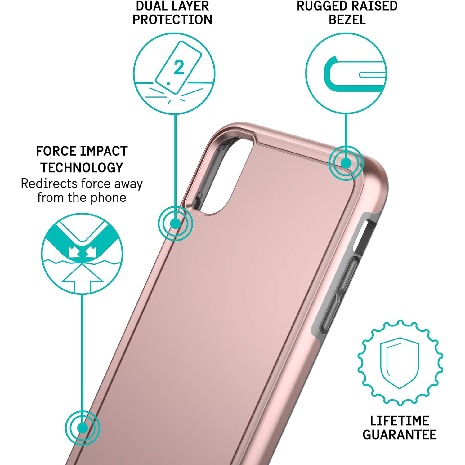 Étui Adventurer iPhone XS - Rose doré métallique - Gris